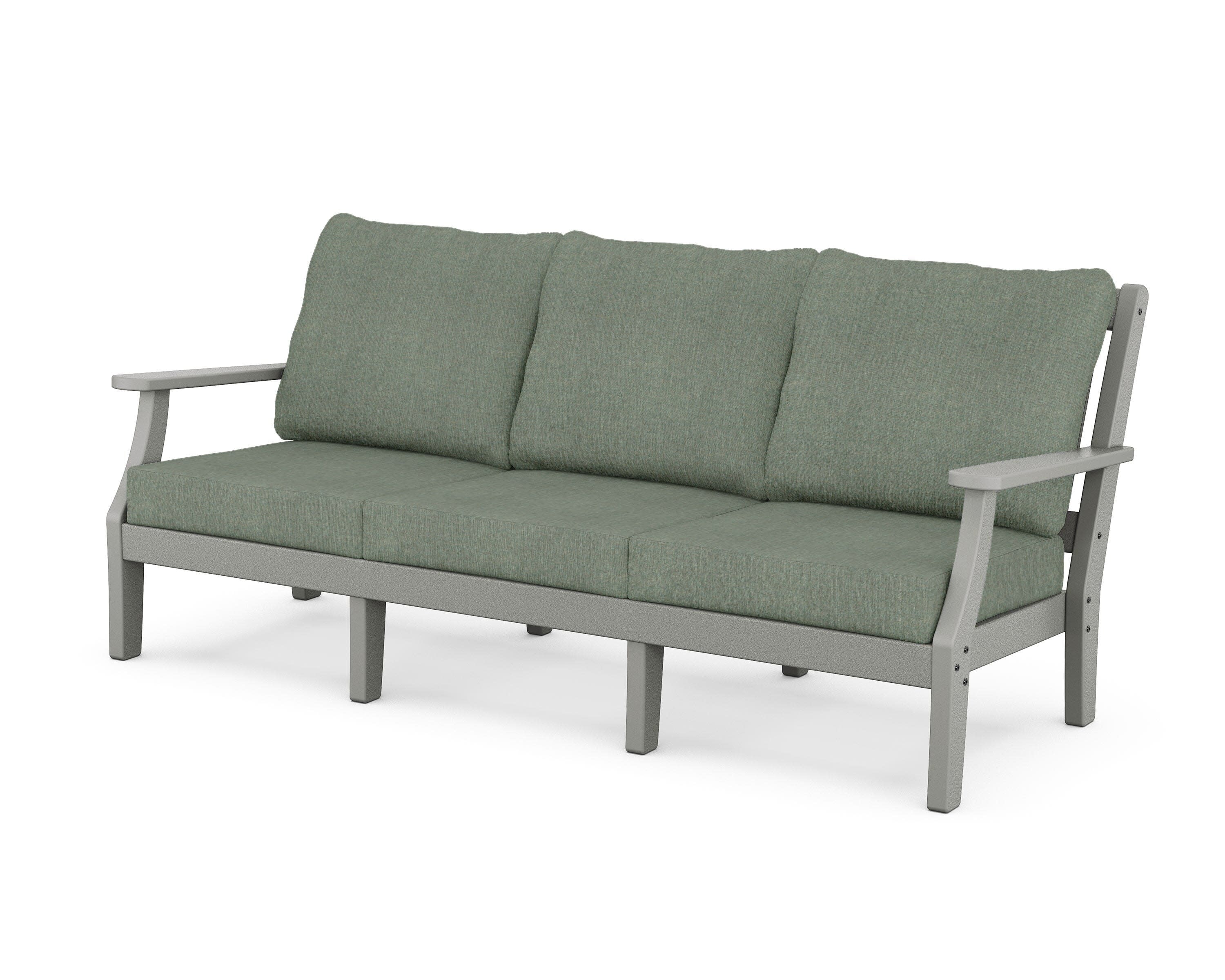 Chinoiserie Deep Seating Sofa in Slate Grey / Cast Sage
