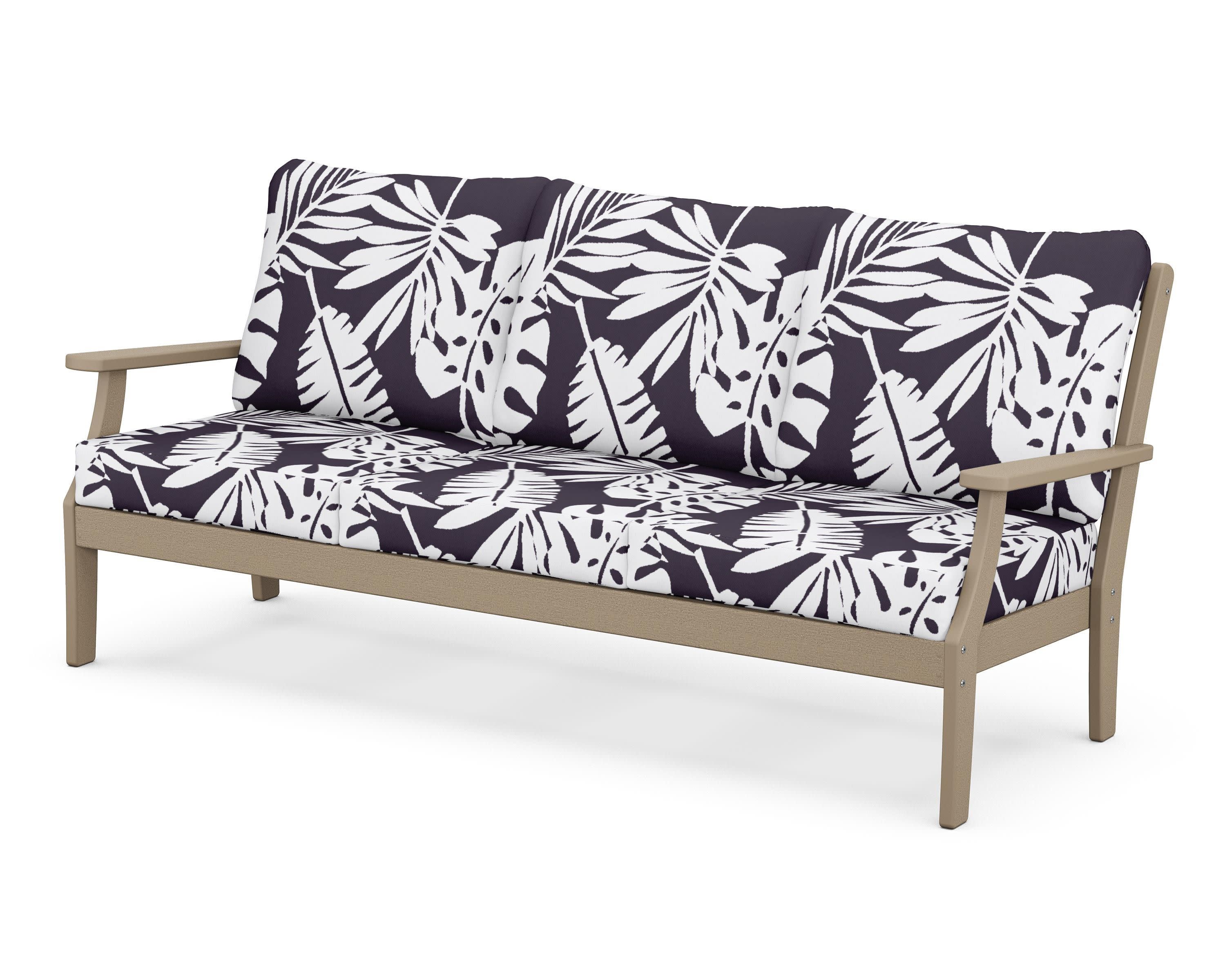 Braxton Deep Seating Sofa in Vintage Sahara / Leaf Navy