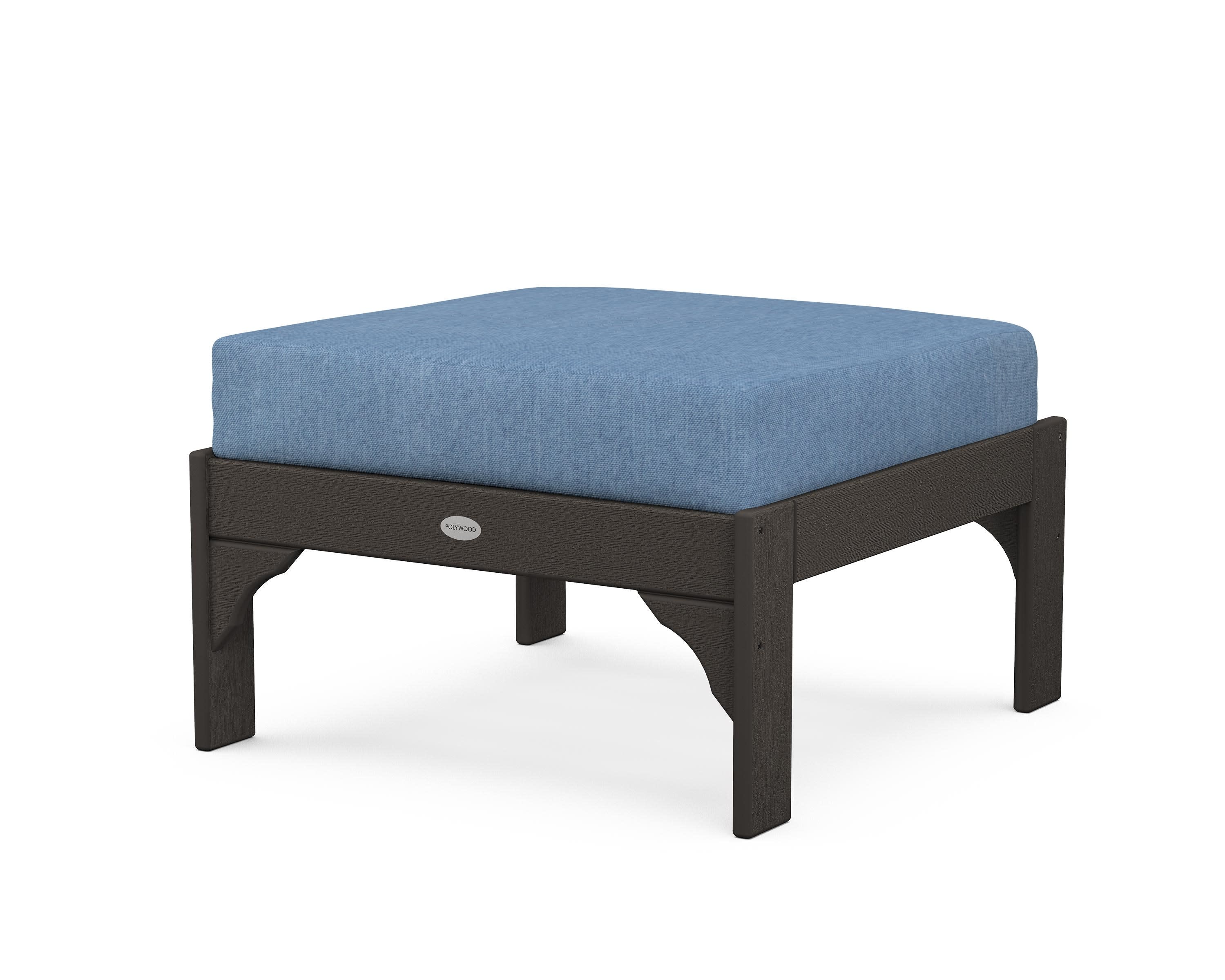 Vineyard Deep Seating Ottoman in Vintage Coffee / Sky Blue