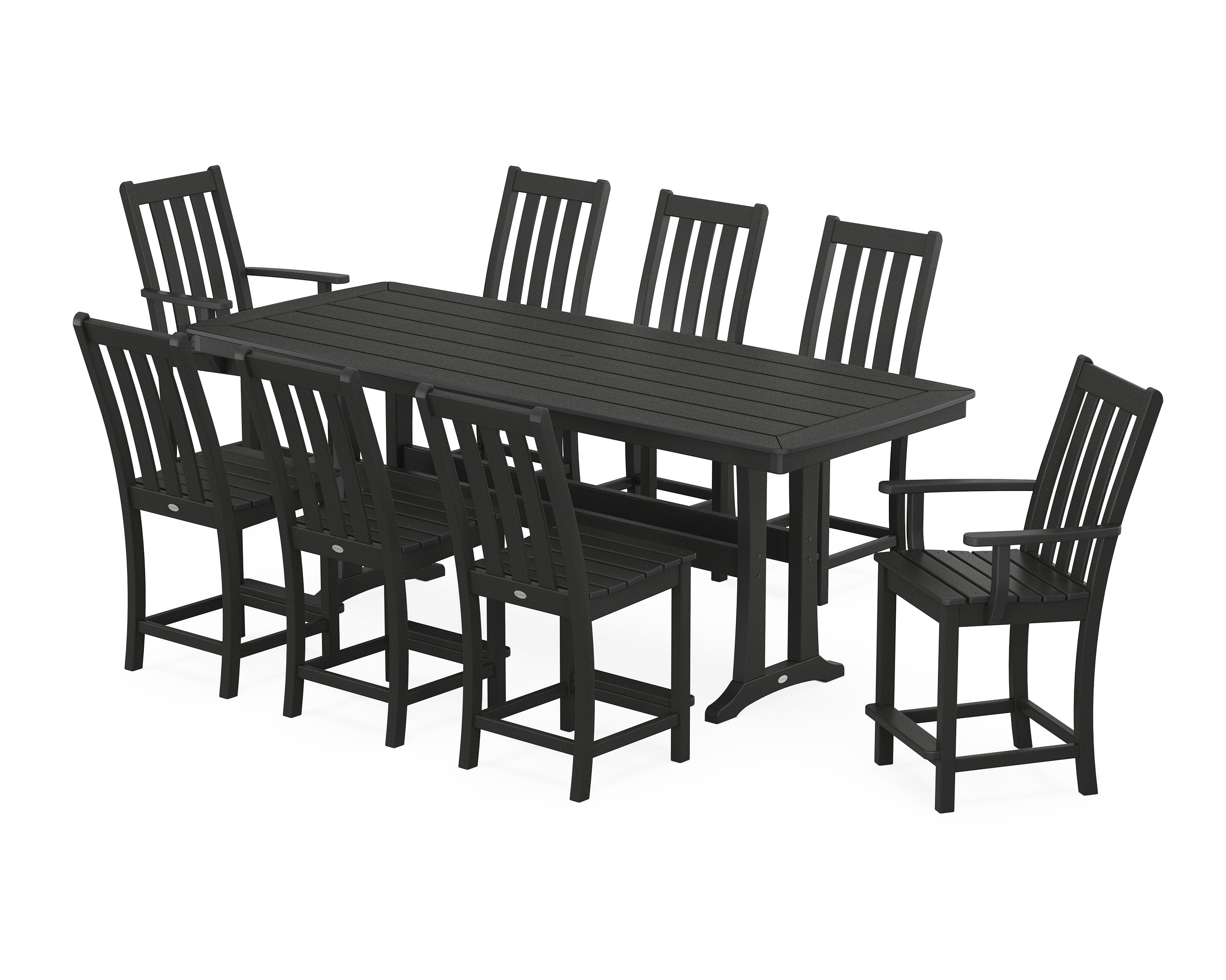Vineyard 9-Piece Counter Set with Trestle Legs in Black