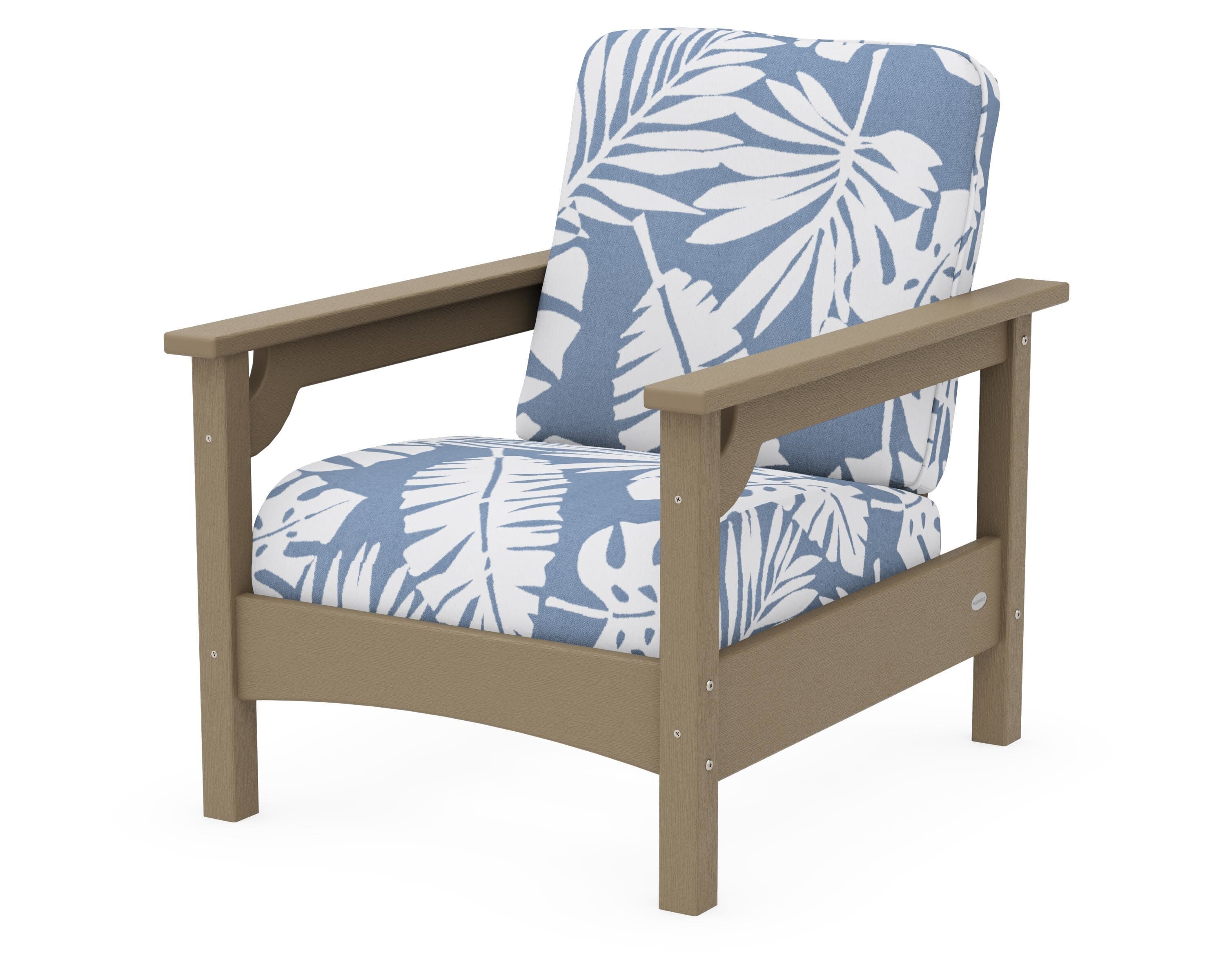 Club Chair in Vintage Sahara / Leaf Sky Blue