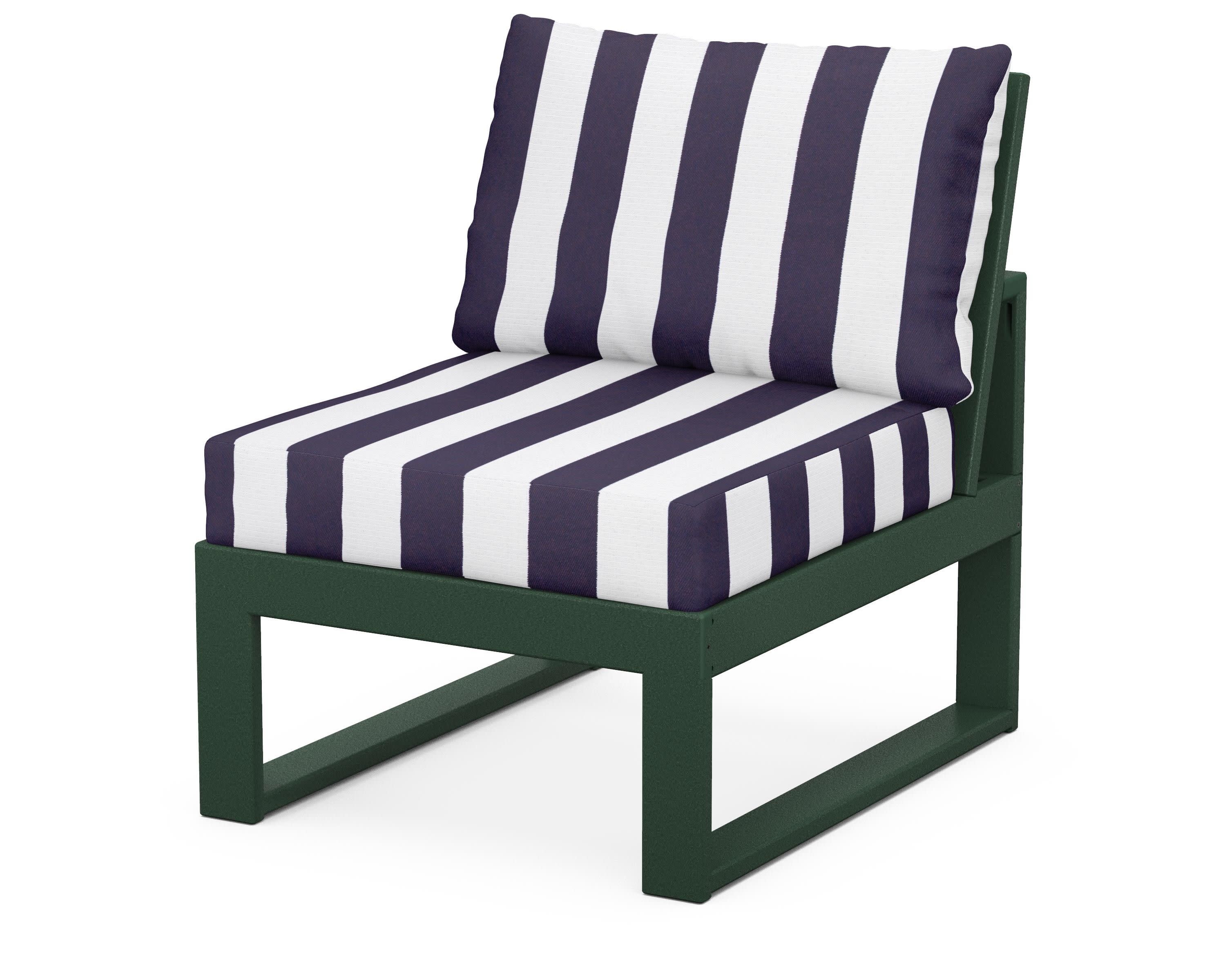 Modular Armless Chair in Green / Cabana Stripe Navy