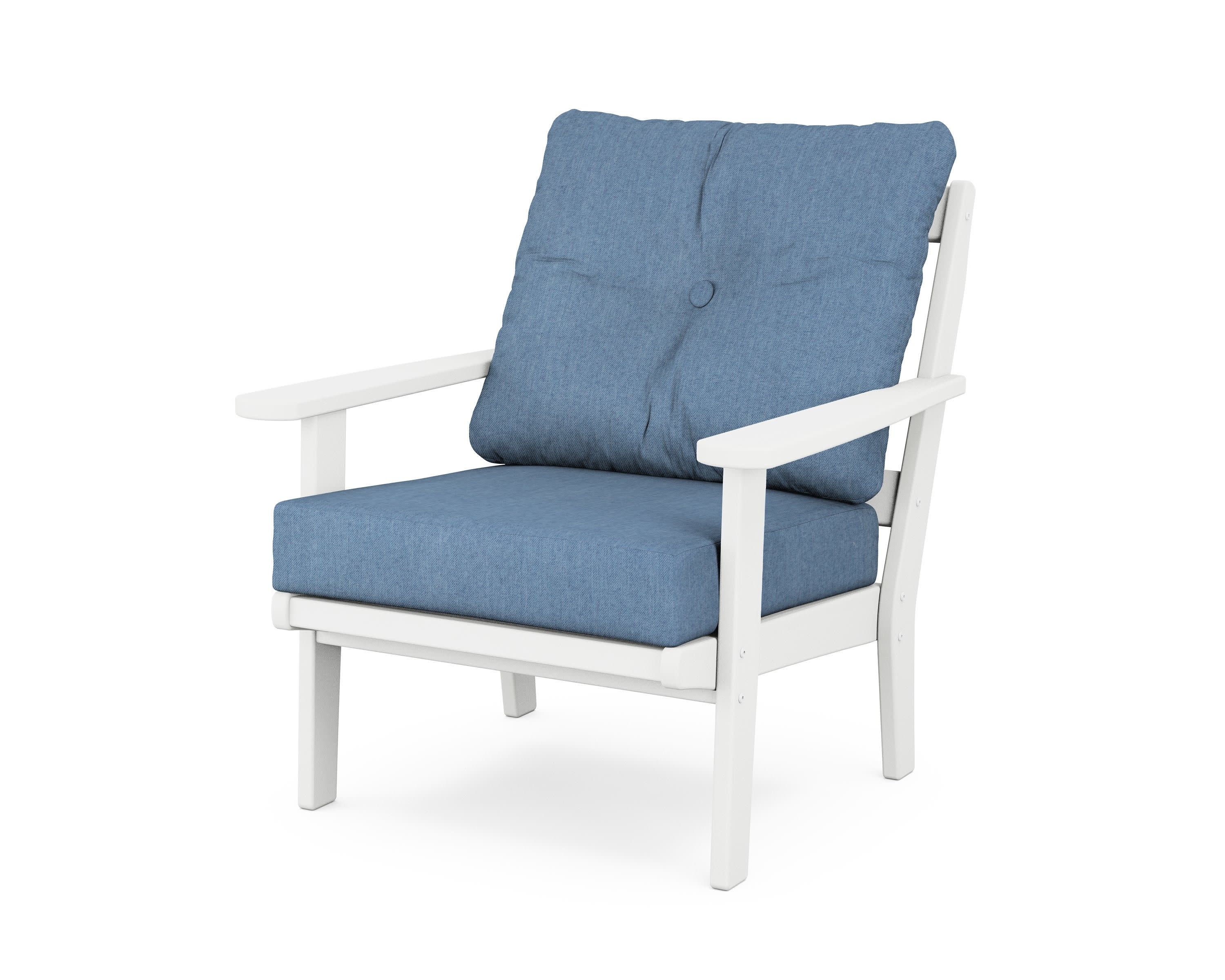 Mission Deep Seating Chair in White / Sky Blue