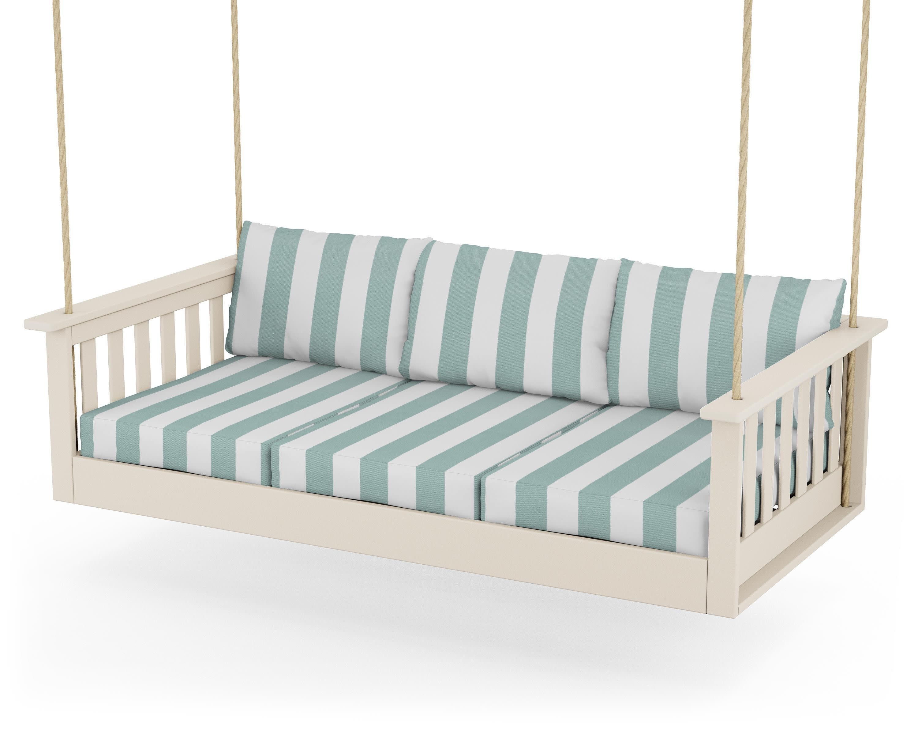Vineyard Daybed Swing in Sand / Cabana Stripe Glacier Spa
