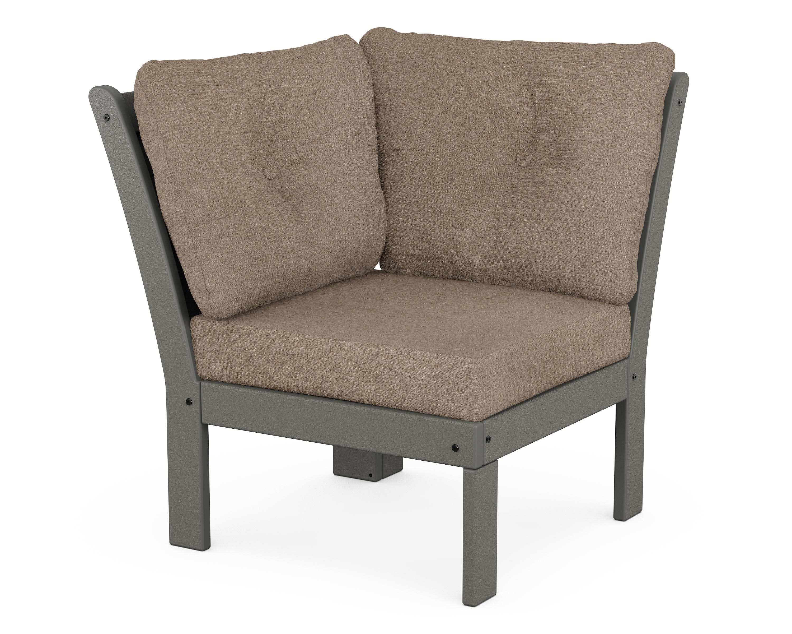 Vineyard Modular Corner Chair in Slate Grey / Spiced Burlap