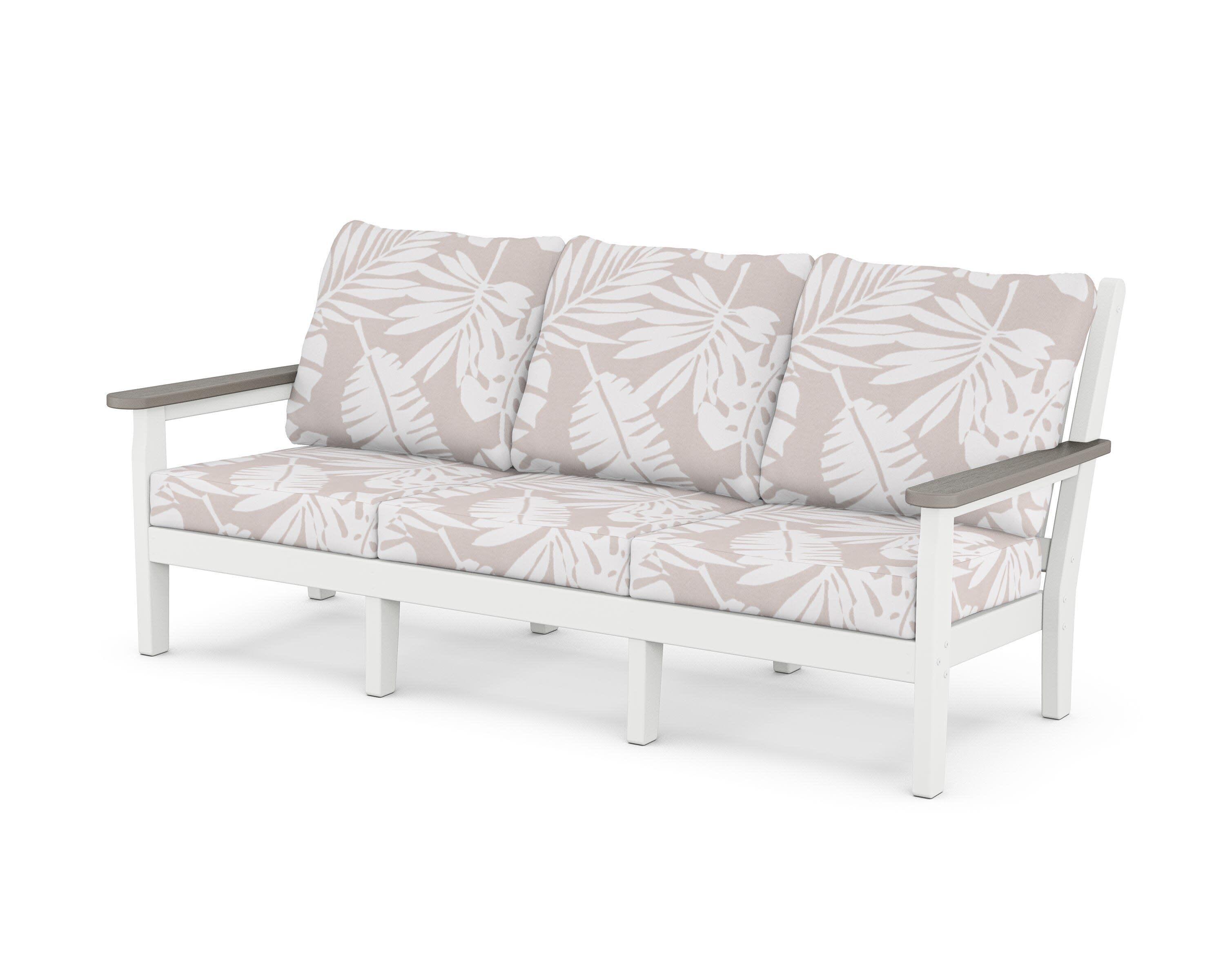 Chippendale Deep Seating Sofa in White / Driftwood / Leaf Dune Burlap