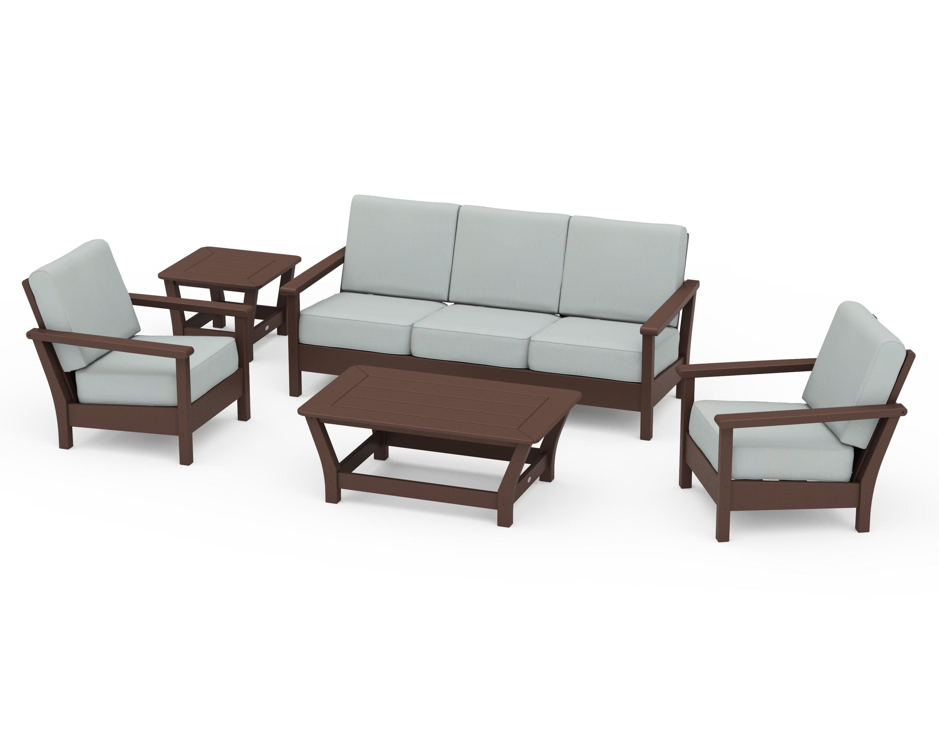 Harbour 5-Piece Deep Seating Set in Mahogany / Spa