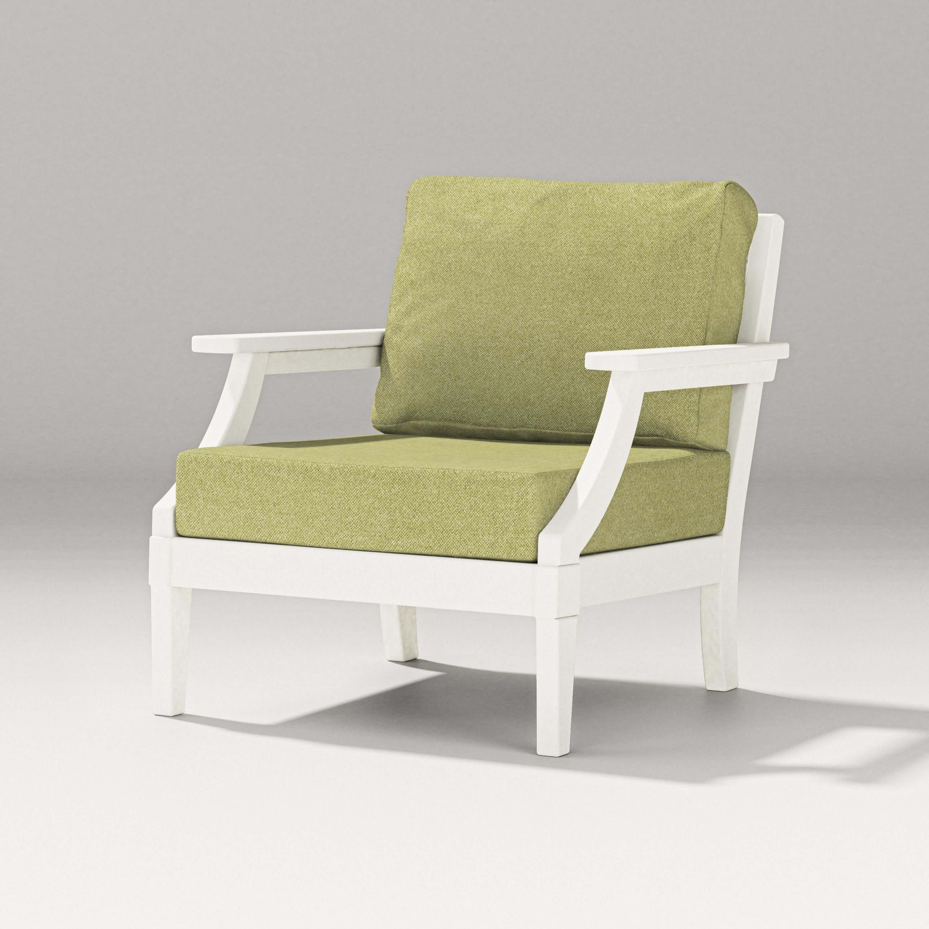 Estate Lounge Chair in Vintage White / Chartreuse Boucle