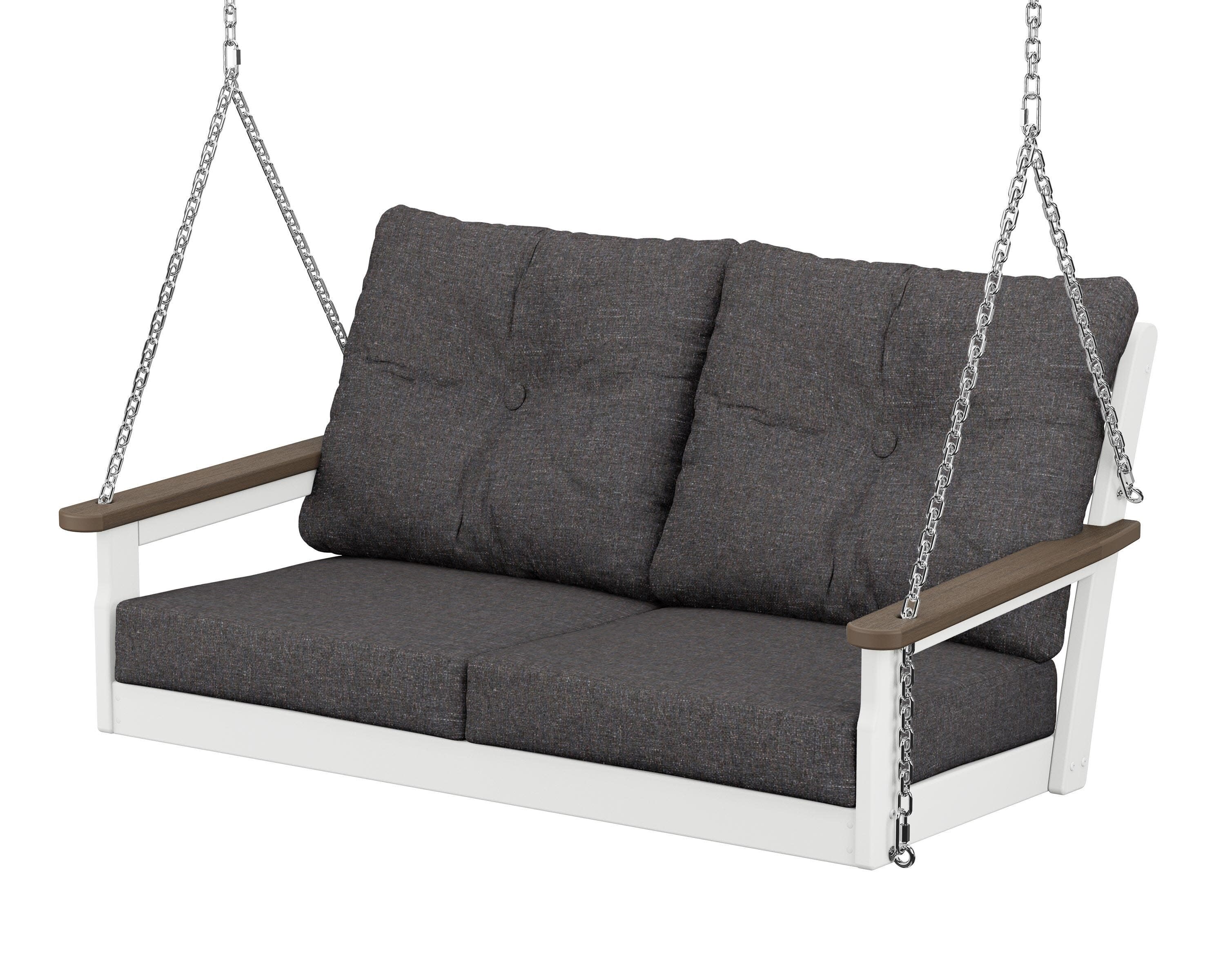 Vineyard Deep Seating Swing in White / Kona / Ash Charcoal