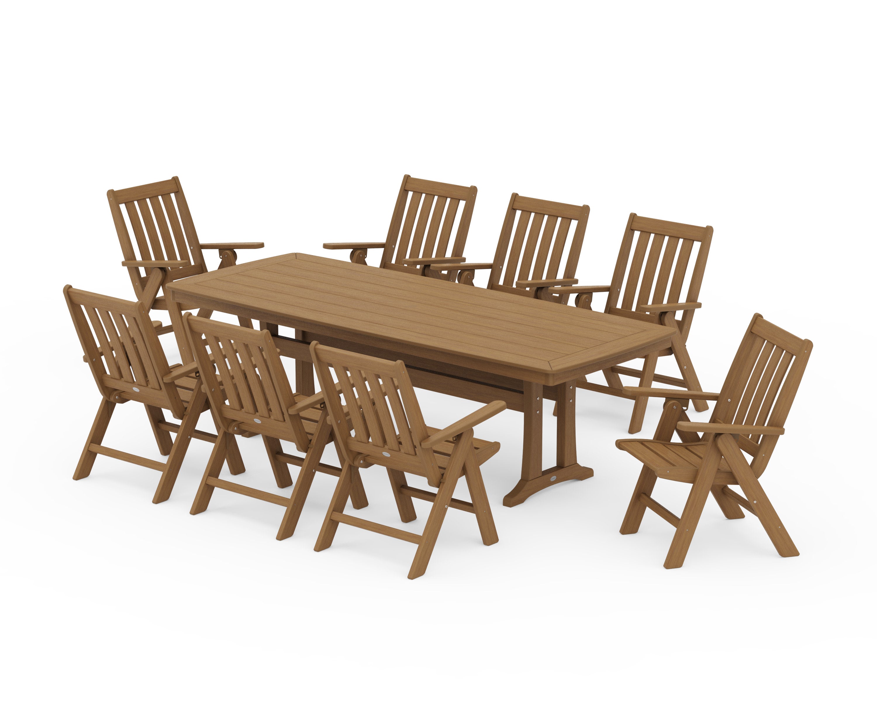 Vineyard Folding 9-Piece Dining Set with Trestle Legs in Natural