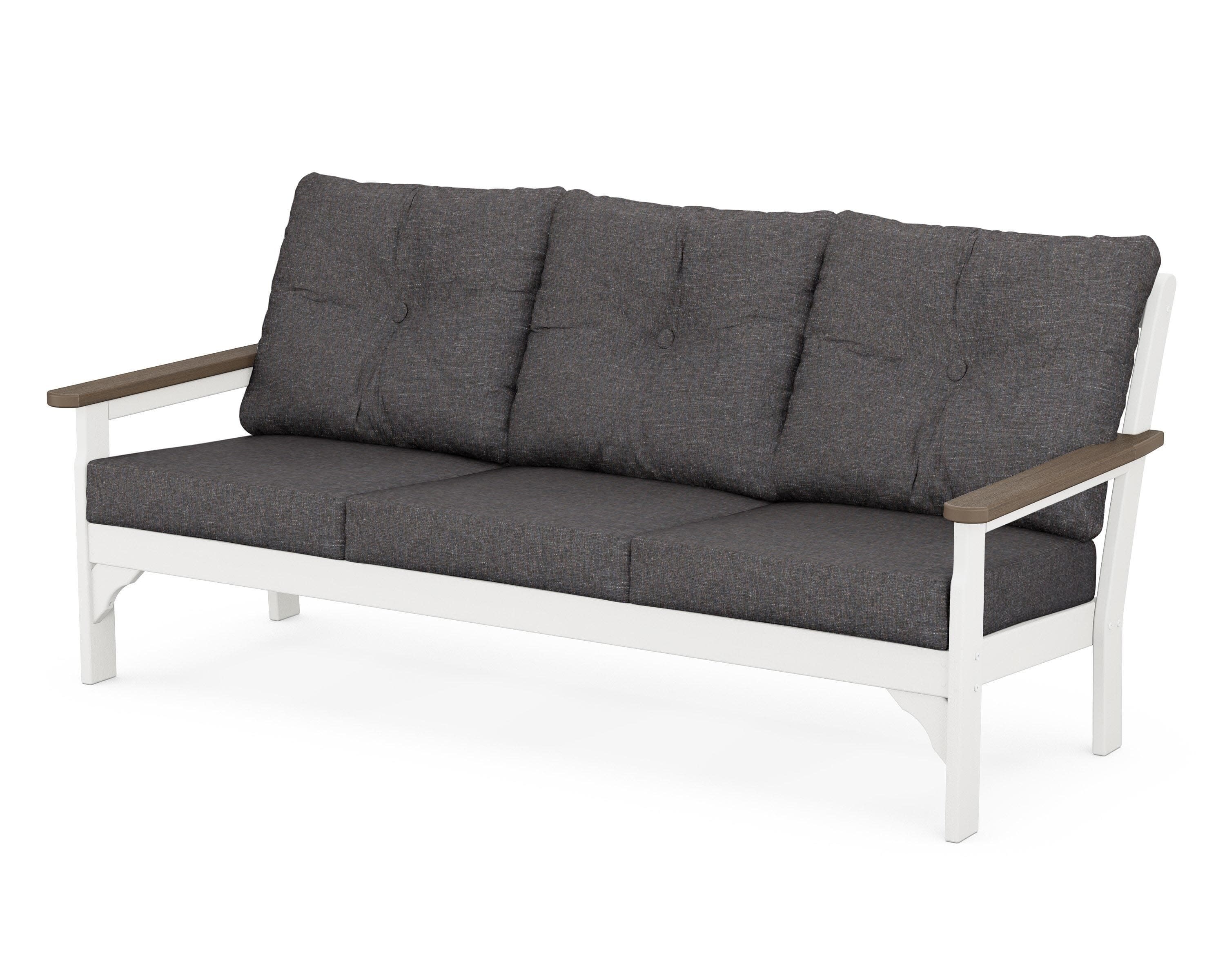Vineyard Deep Seating Sofa in White / Kona / Ash Charcoal