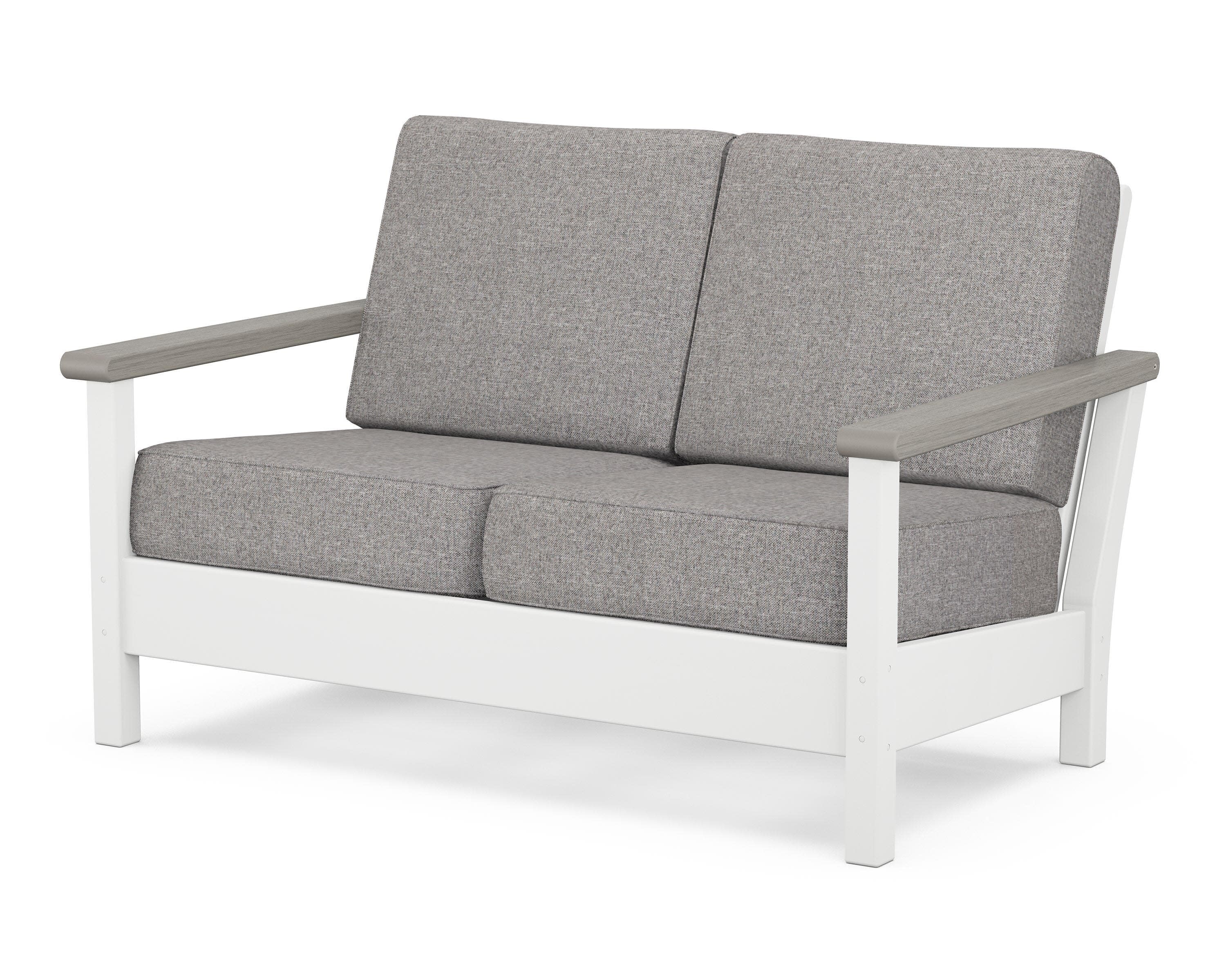 Harbour Deep Seating Loveseat in White / Driftwood / Grey Mist