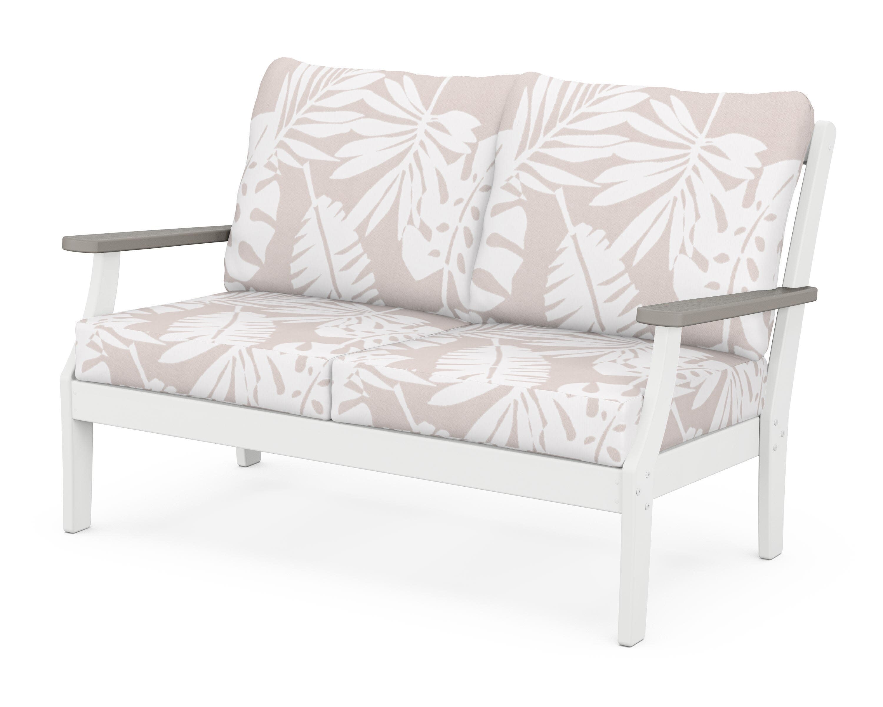 Braxton Deep Seating Loveseat in White / Driftwood / Leaf Dune Burlap