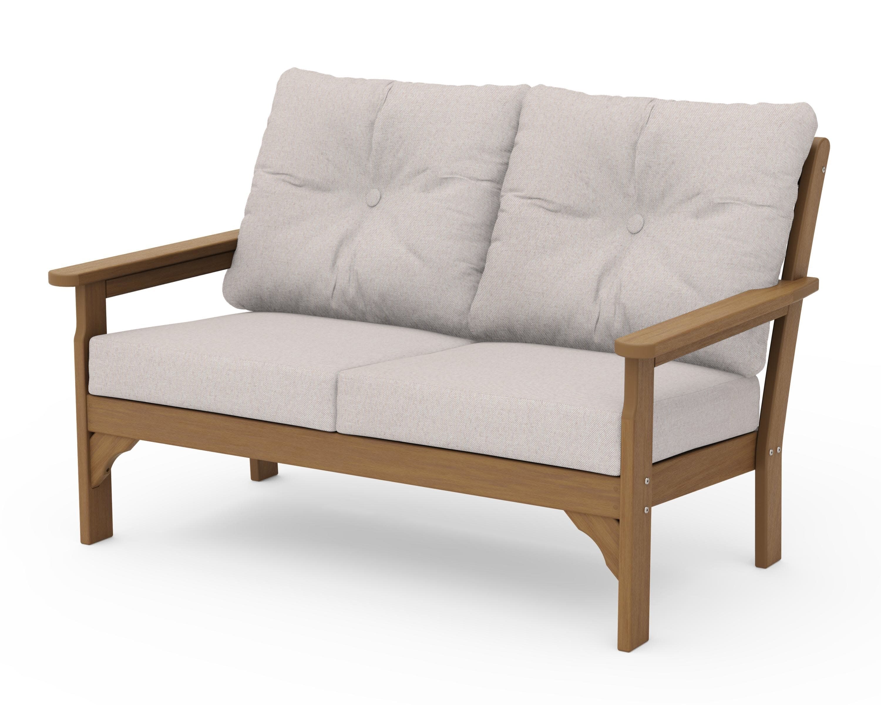 Vineyard Deep Seating Loveseat in Natural / Dune Burlap