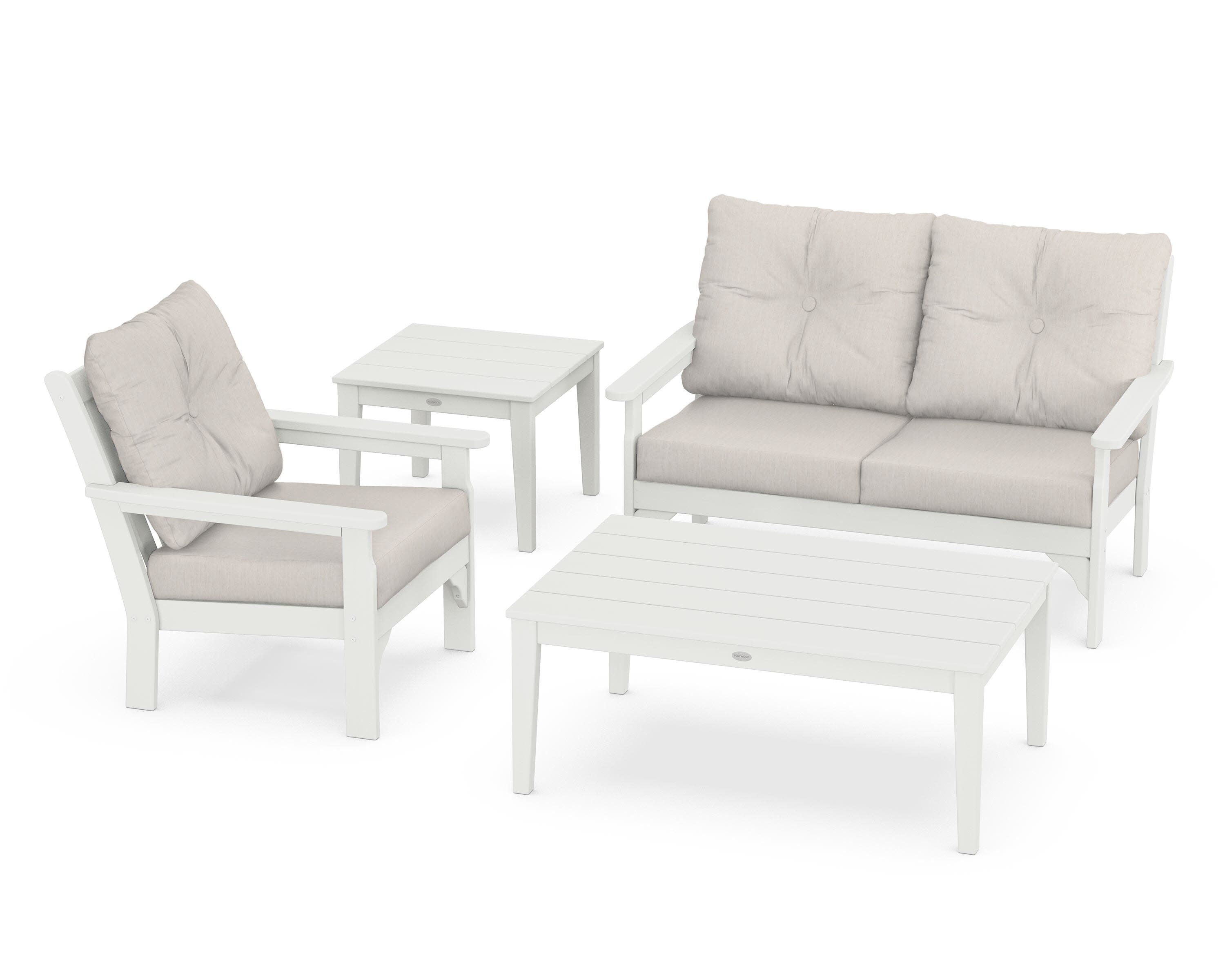 Vineyard 4-Piece Deep Seating Set in Vintage White / Cast Ash