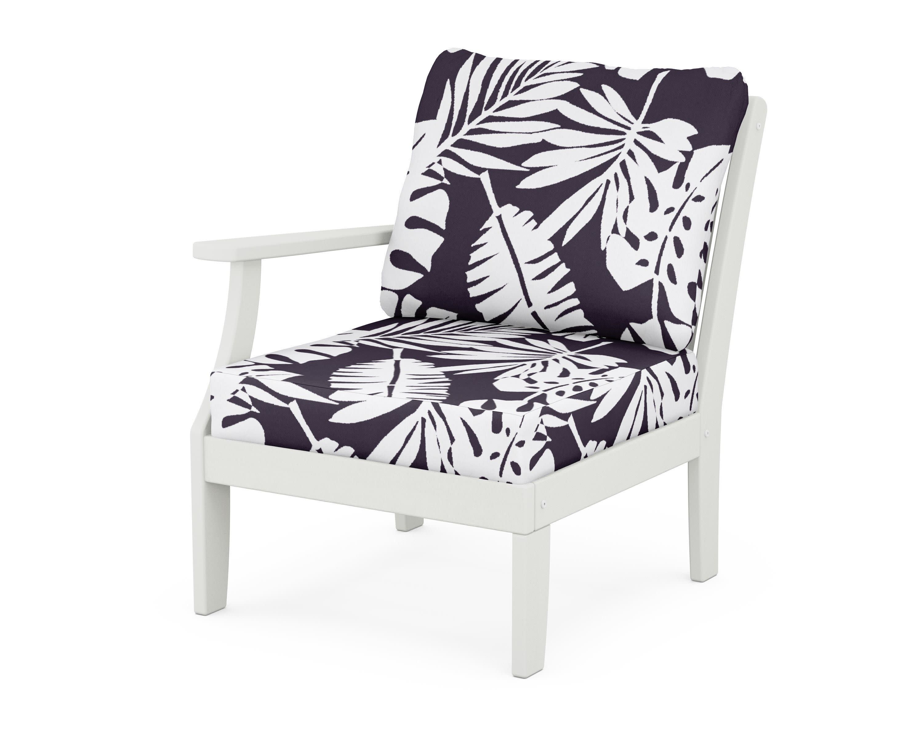 Braxton Modular Left Arm Chair in Vintage White / Leaf Navy