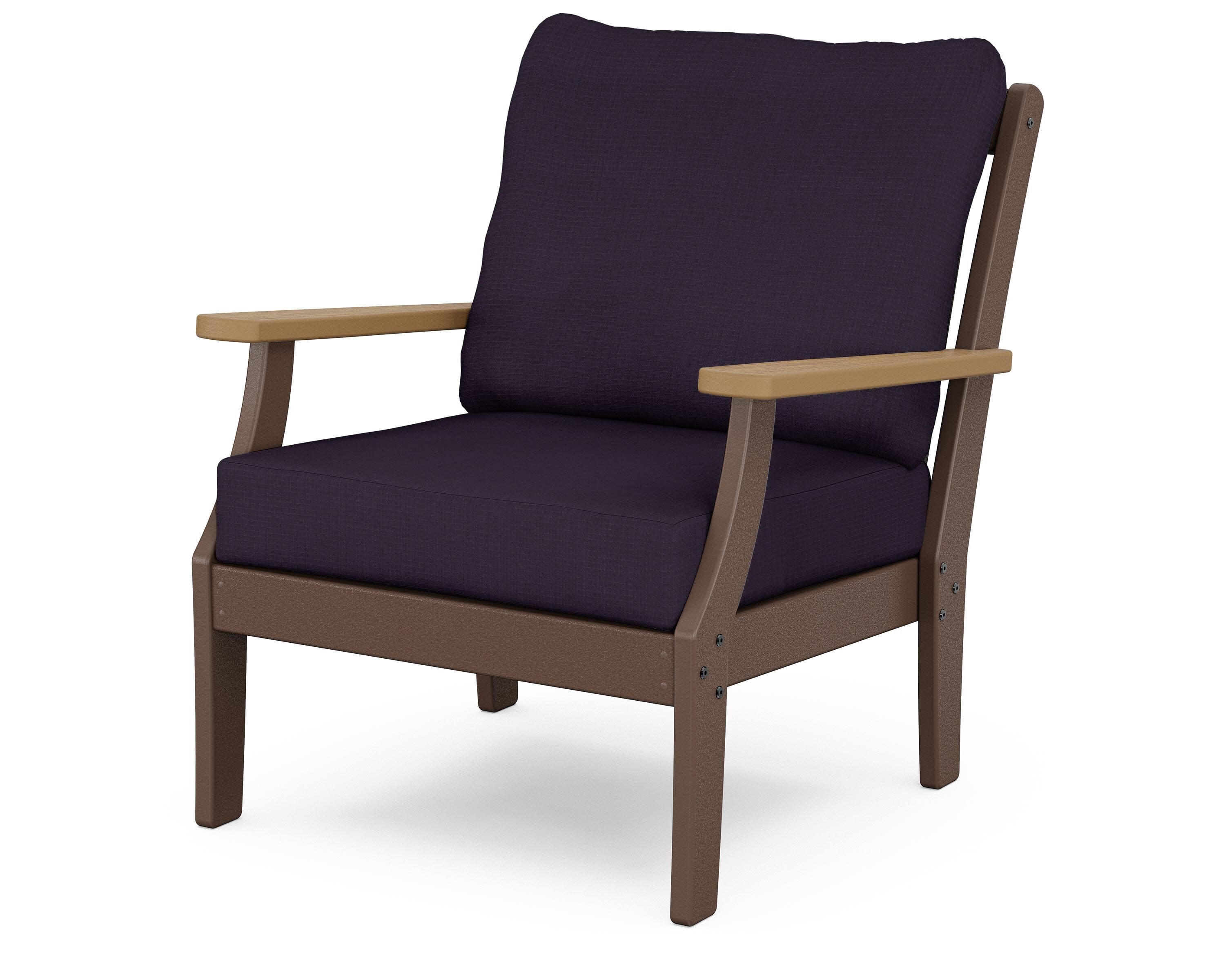 Braxton Deep Seating Chair in Mahogany / Natural / Navy Linen