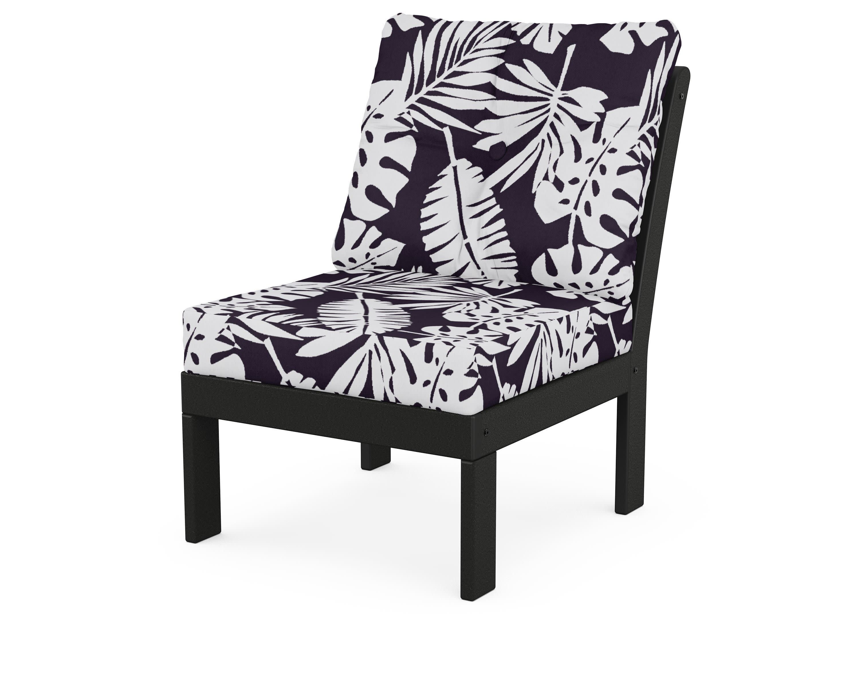 Vineyard Modular Armless Chair in Black / Leaf Navy