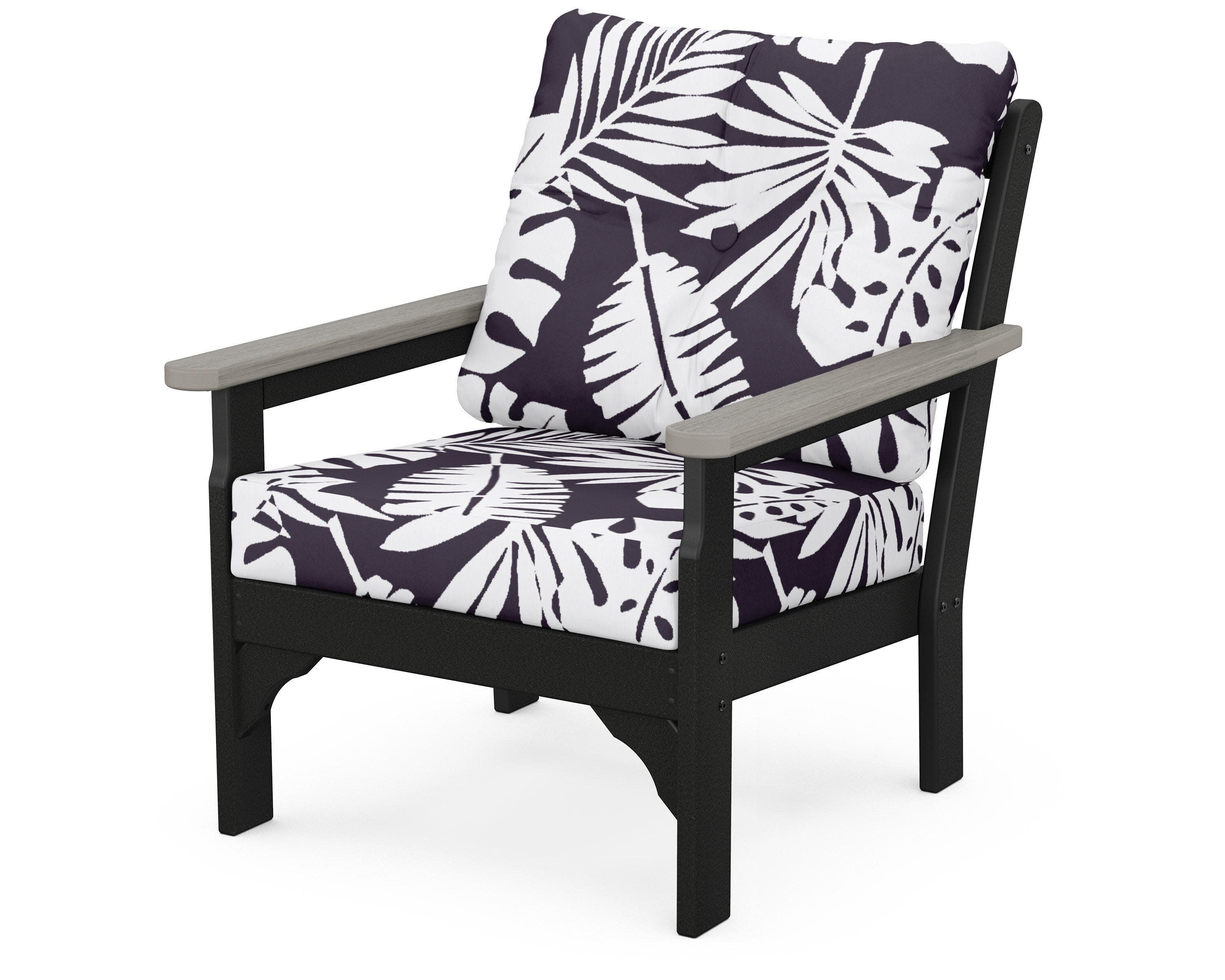 Vineyard Deep Seating Chair in Black / Driftwood / Leaf Navy