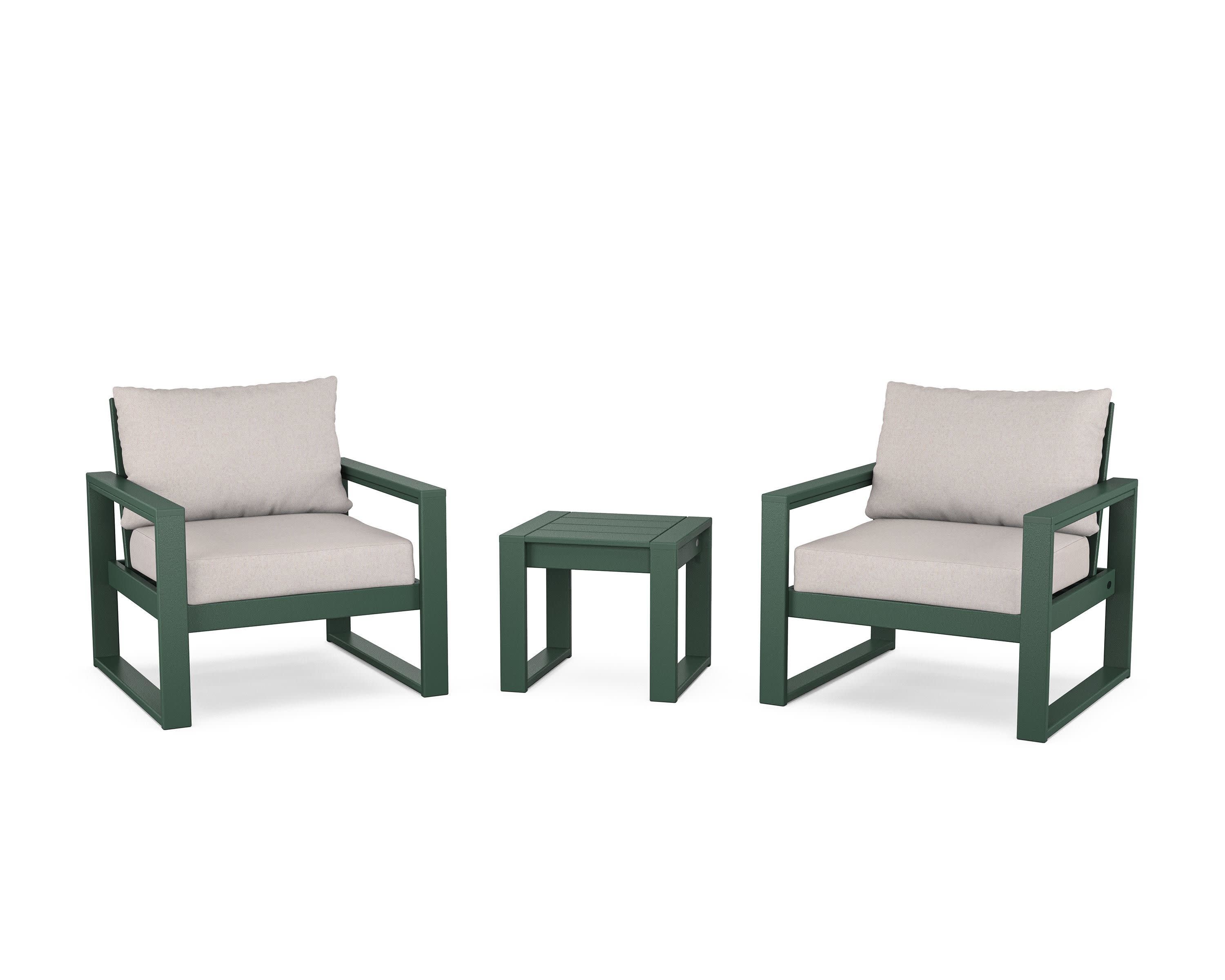 EDGE Sectional 3-Piece Deep Seating Set in Green / Dune Burlap