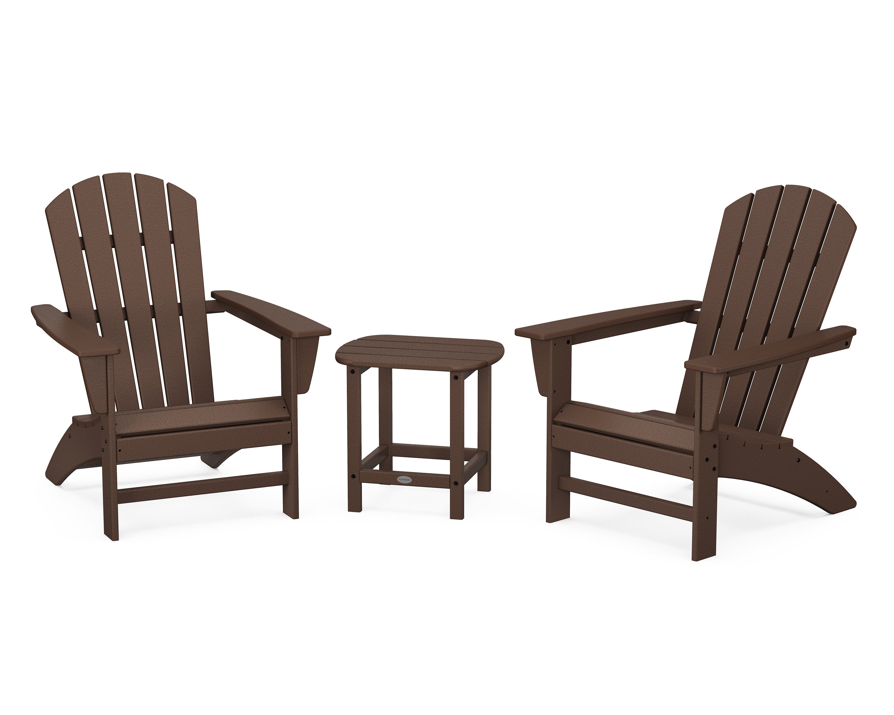 Nautical 3-Piece Adirondack Set with South Beach 18" Side Table in Mahogany