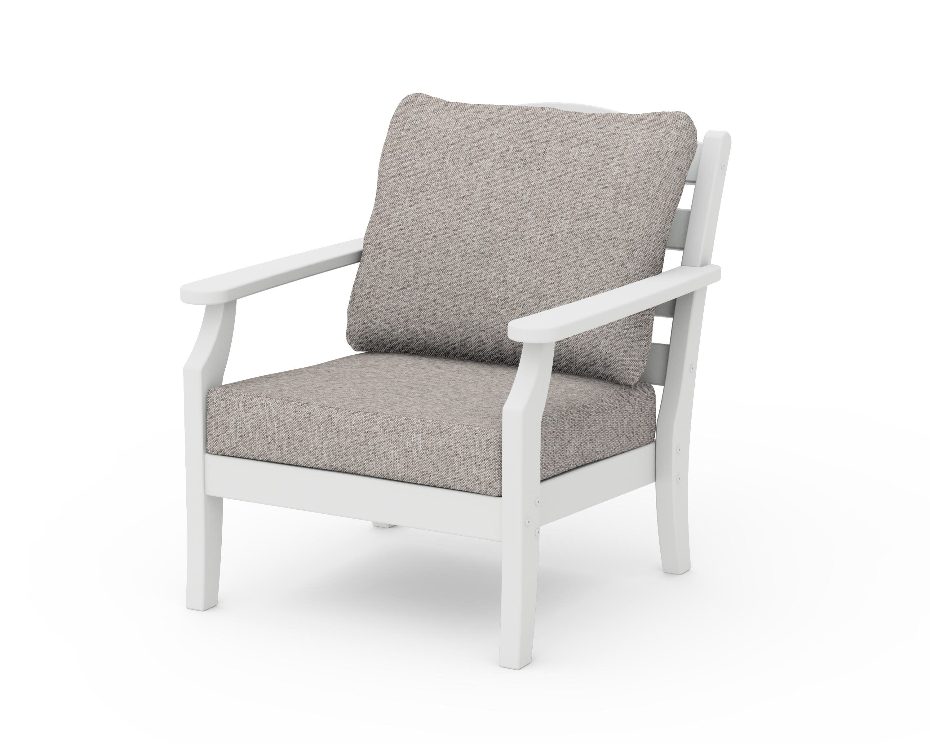 Savannah Deep Seating Chair in White / Weathered Tweed
