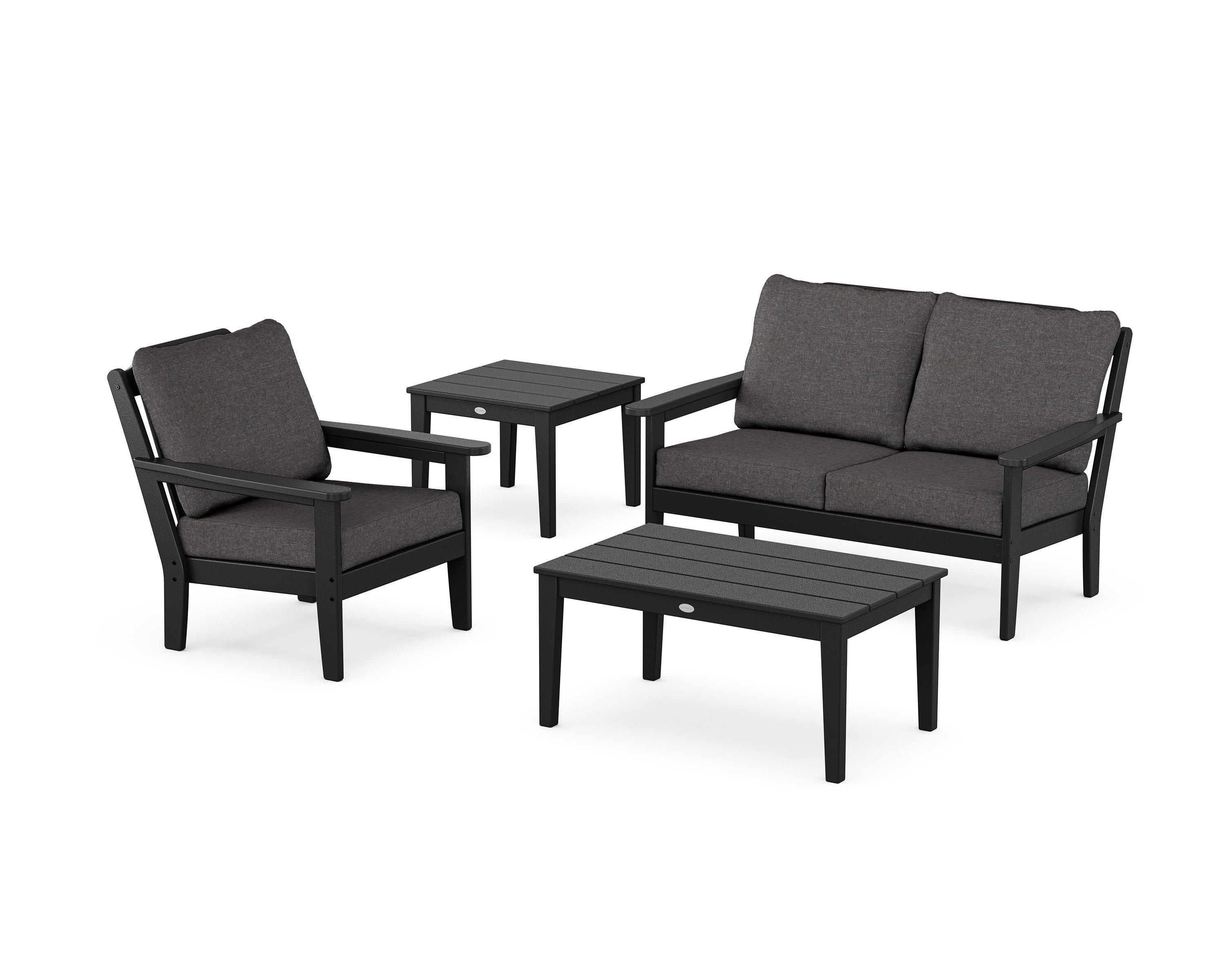 Wovendale 4-Piece Deep Seating Set in Black / Ash Charcoal