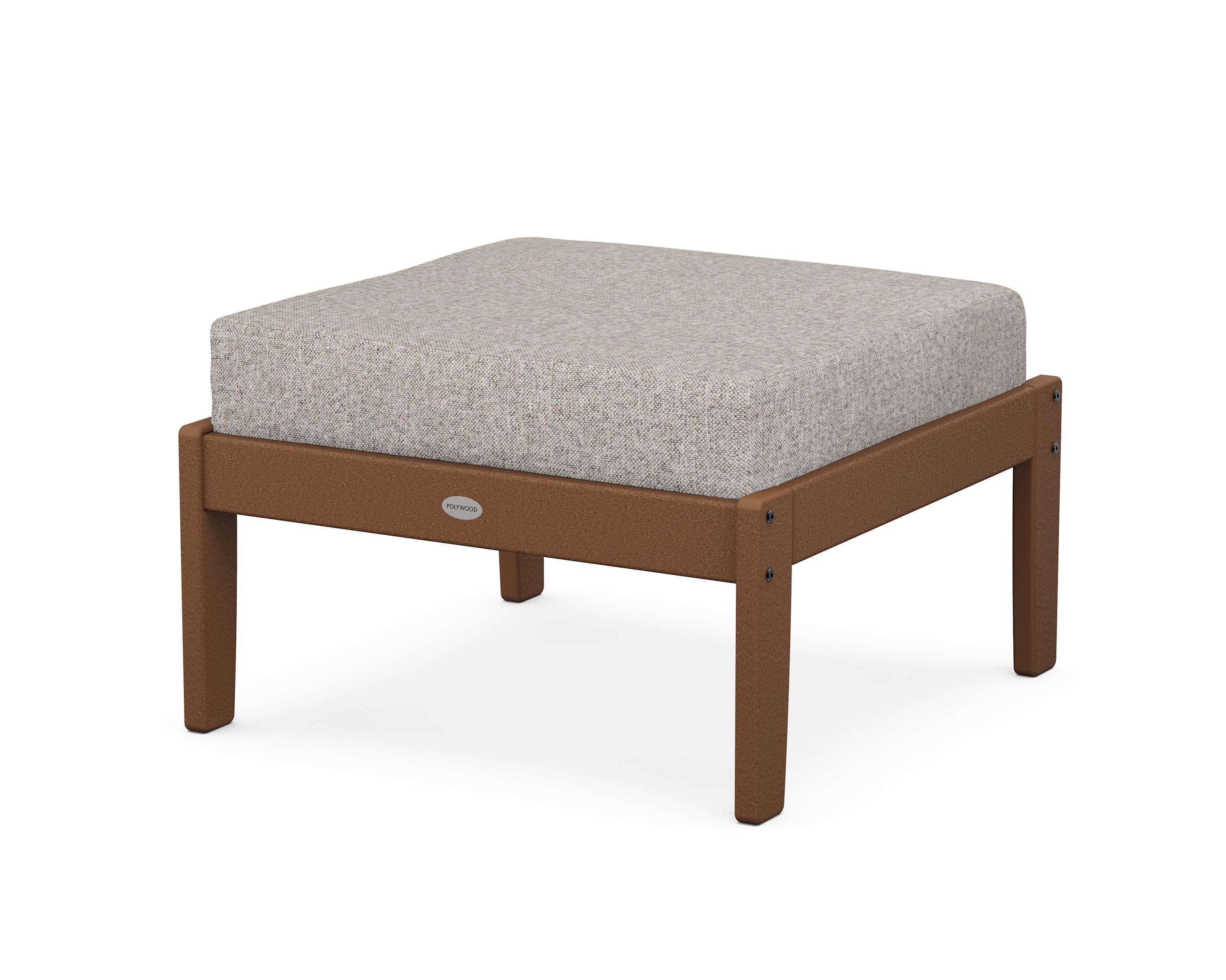 Braxton Deep Seating Ottoman in Teak / Weathered Tweed