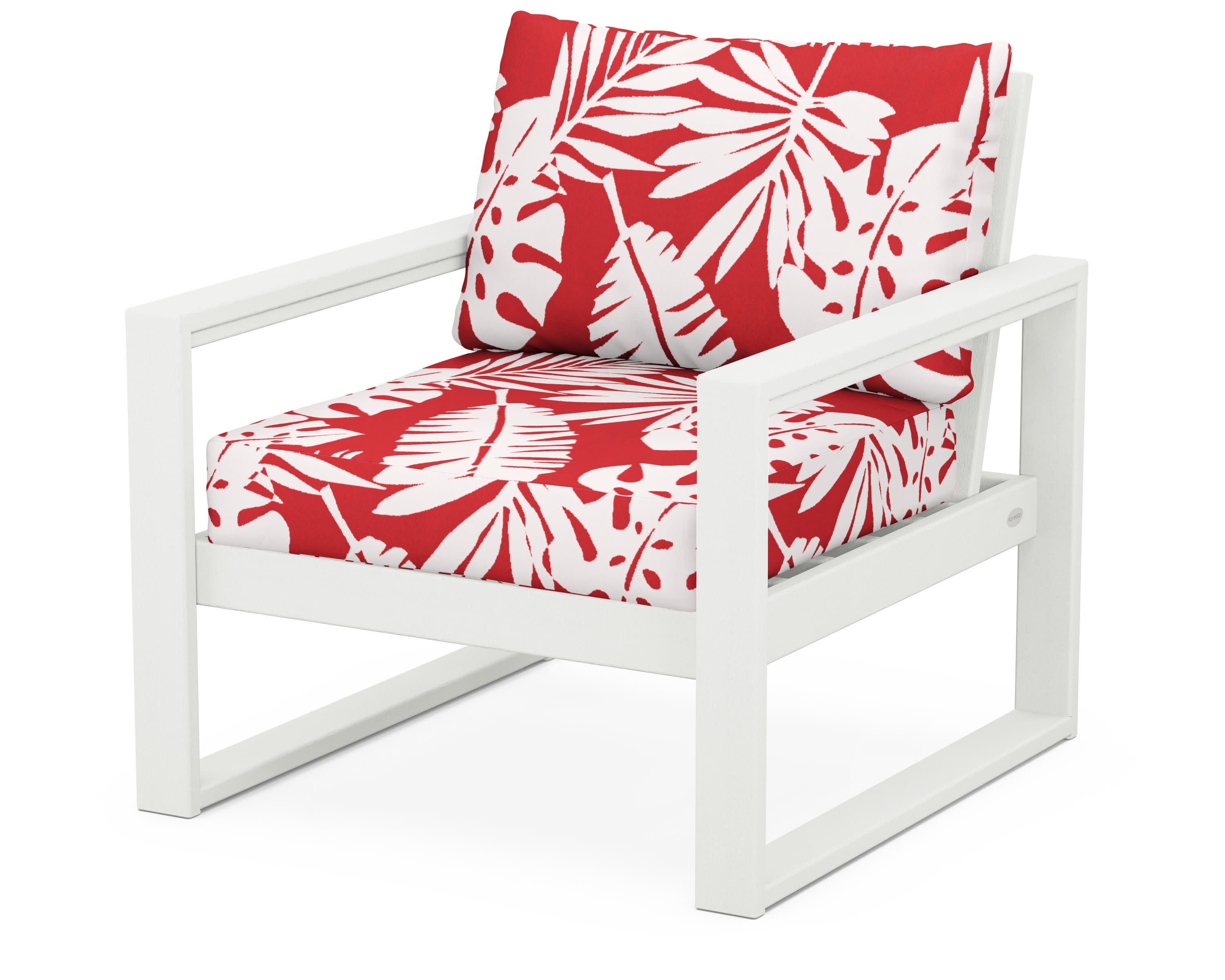 EDGE Club Chair in Vintage White / Leaf Crimson