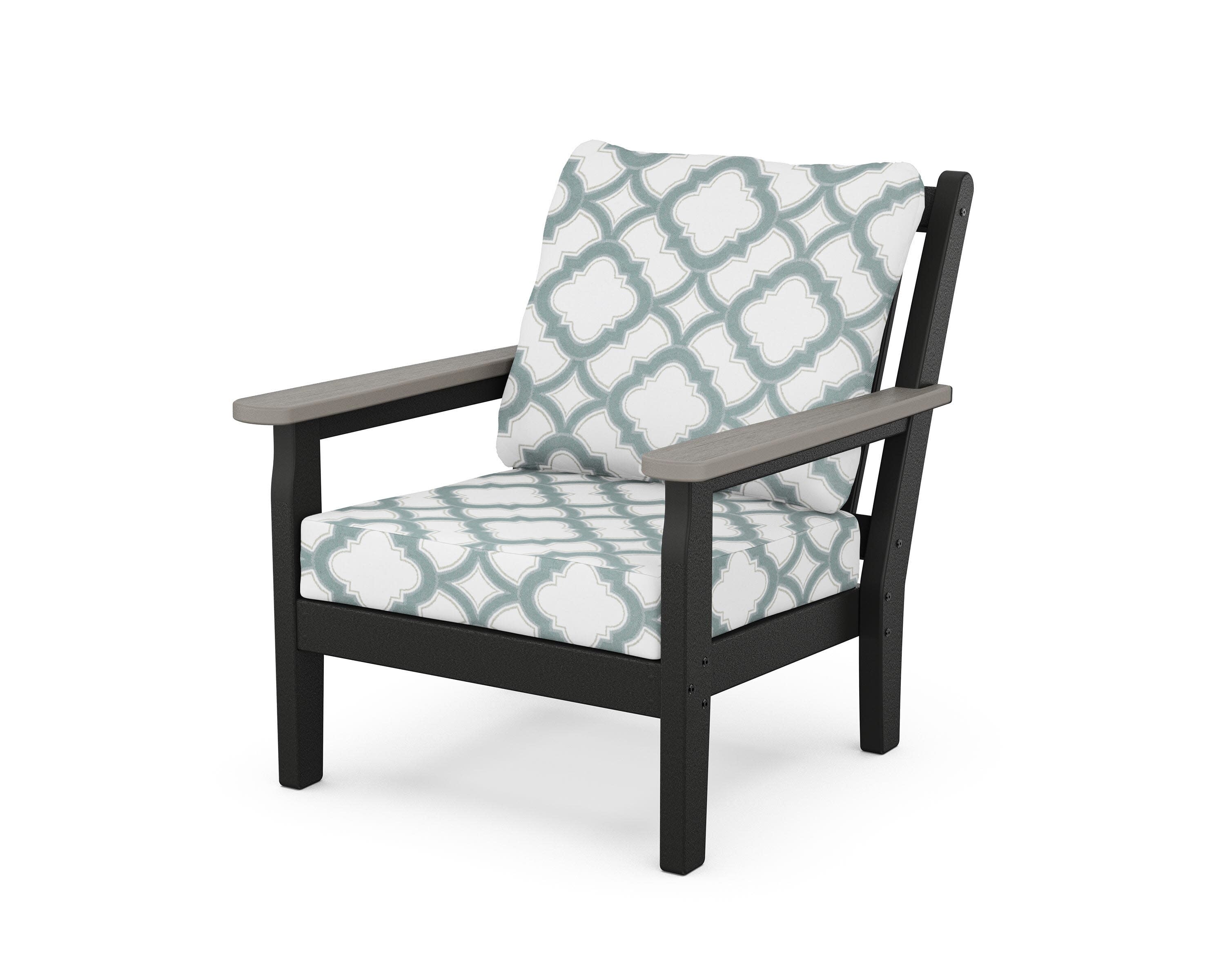 Chippendale Deep Seating Chair in Black / Driftwood / Trellis Glacier Spa