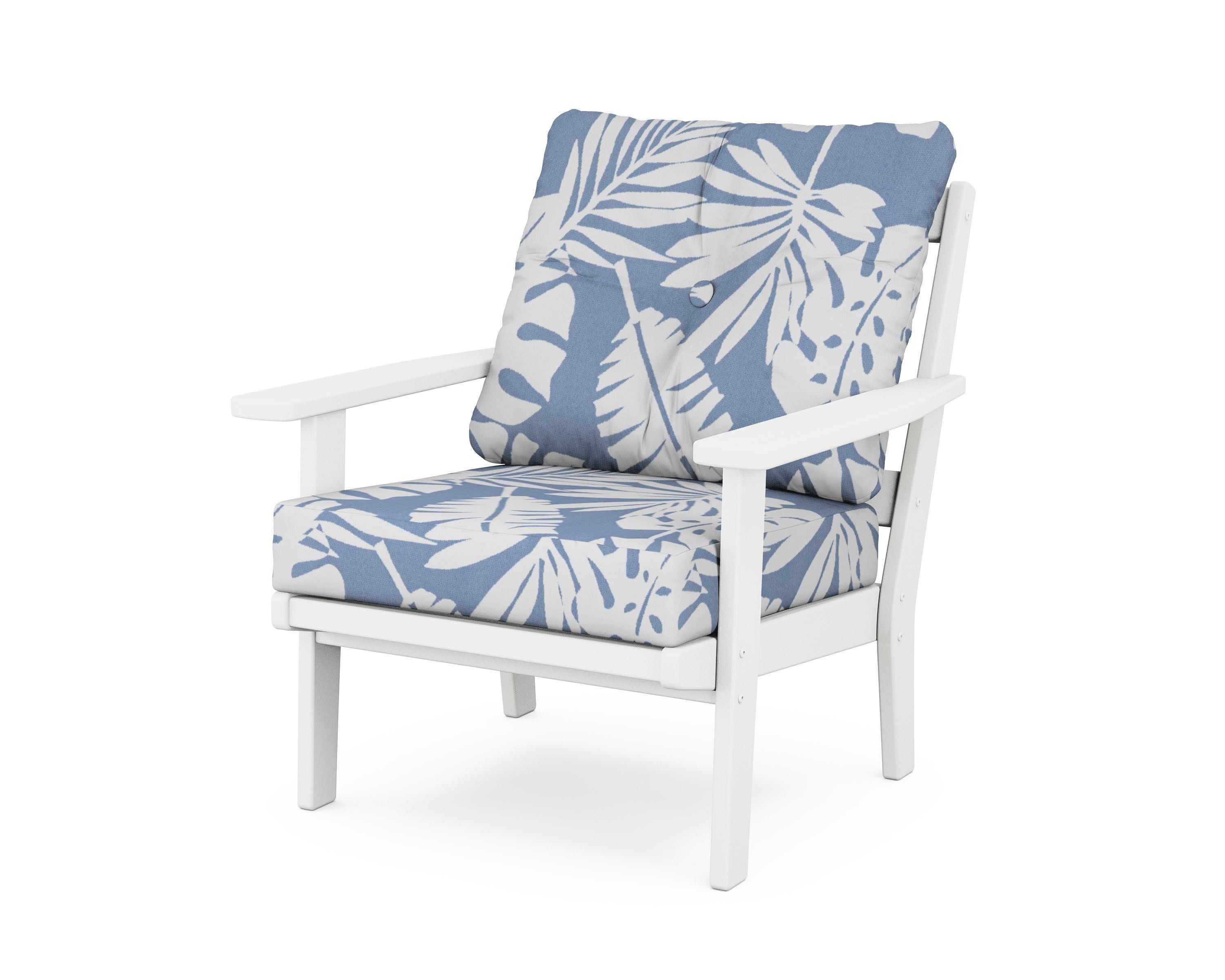 Prairie Deep Seating Chair in White / Leaf Sky Blue