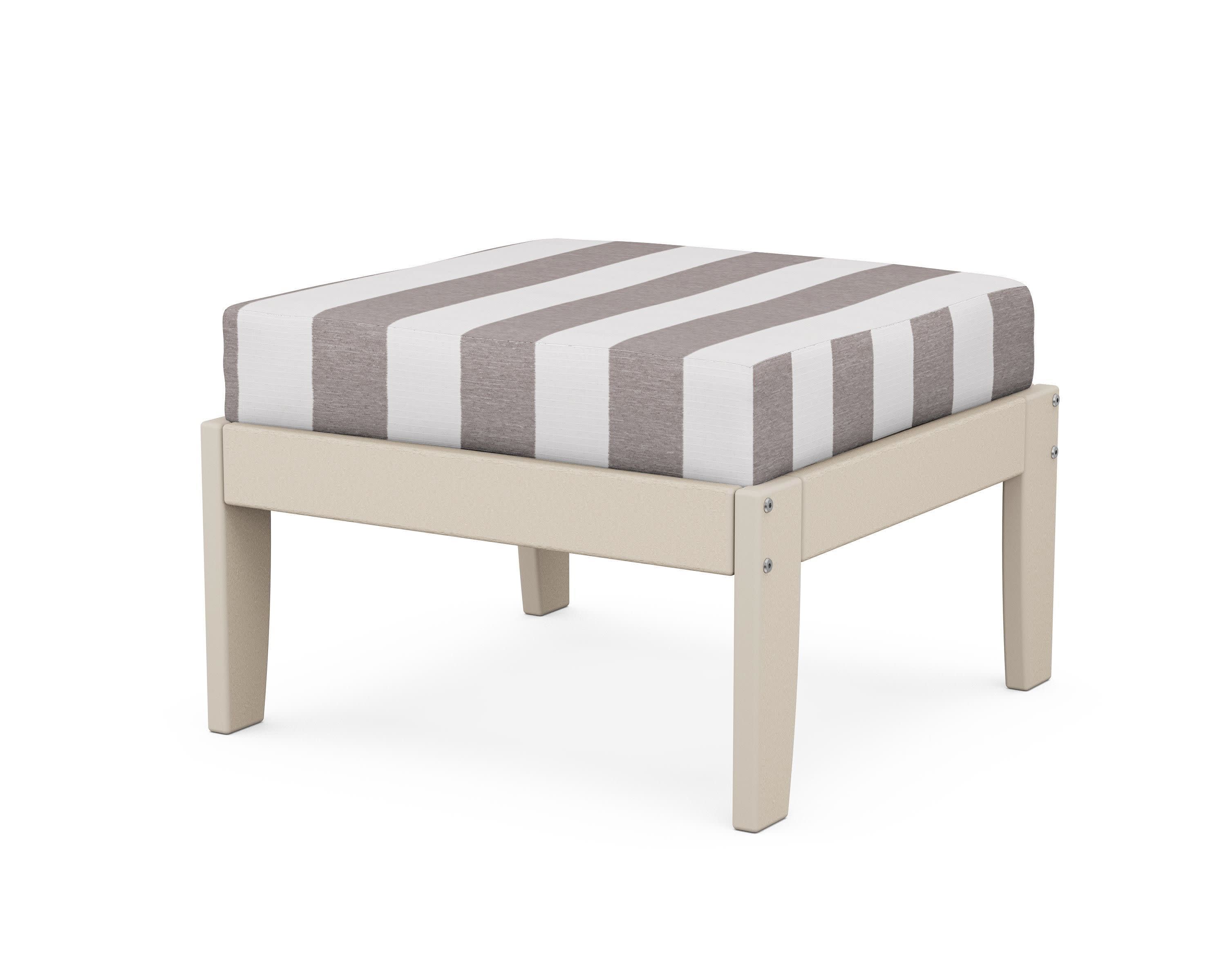 Modular Ottoman - Classic in Sand / Cabana Stripe Grey Mist