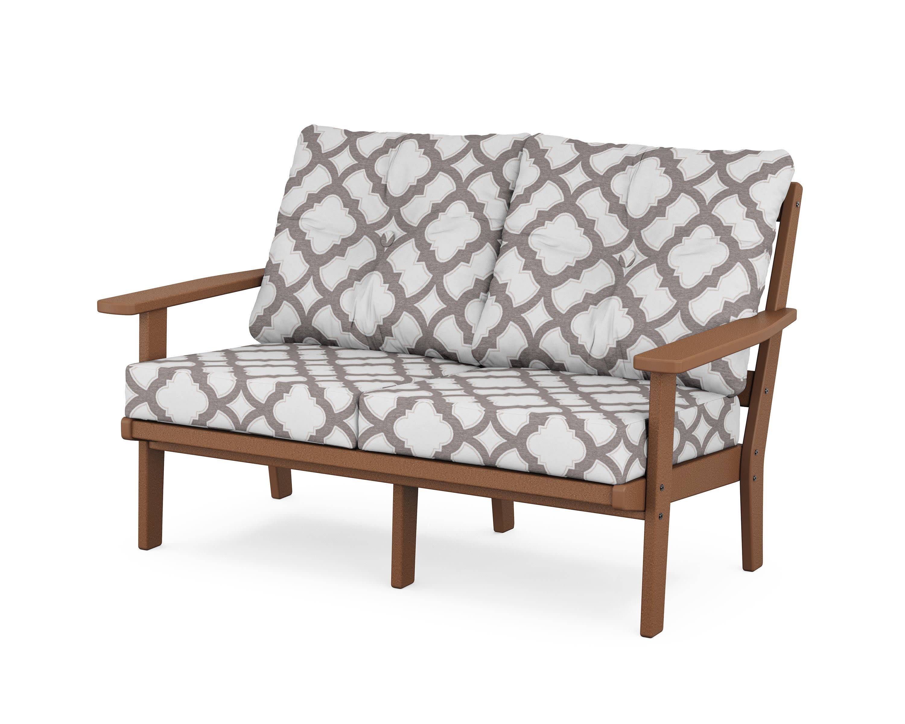 Oxford Deep SeatingLoveseat in Teak / Trellis Grey Mist