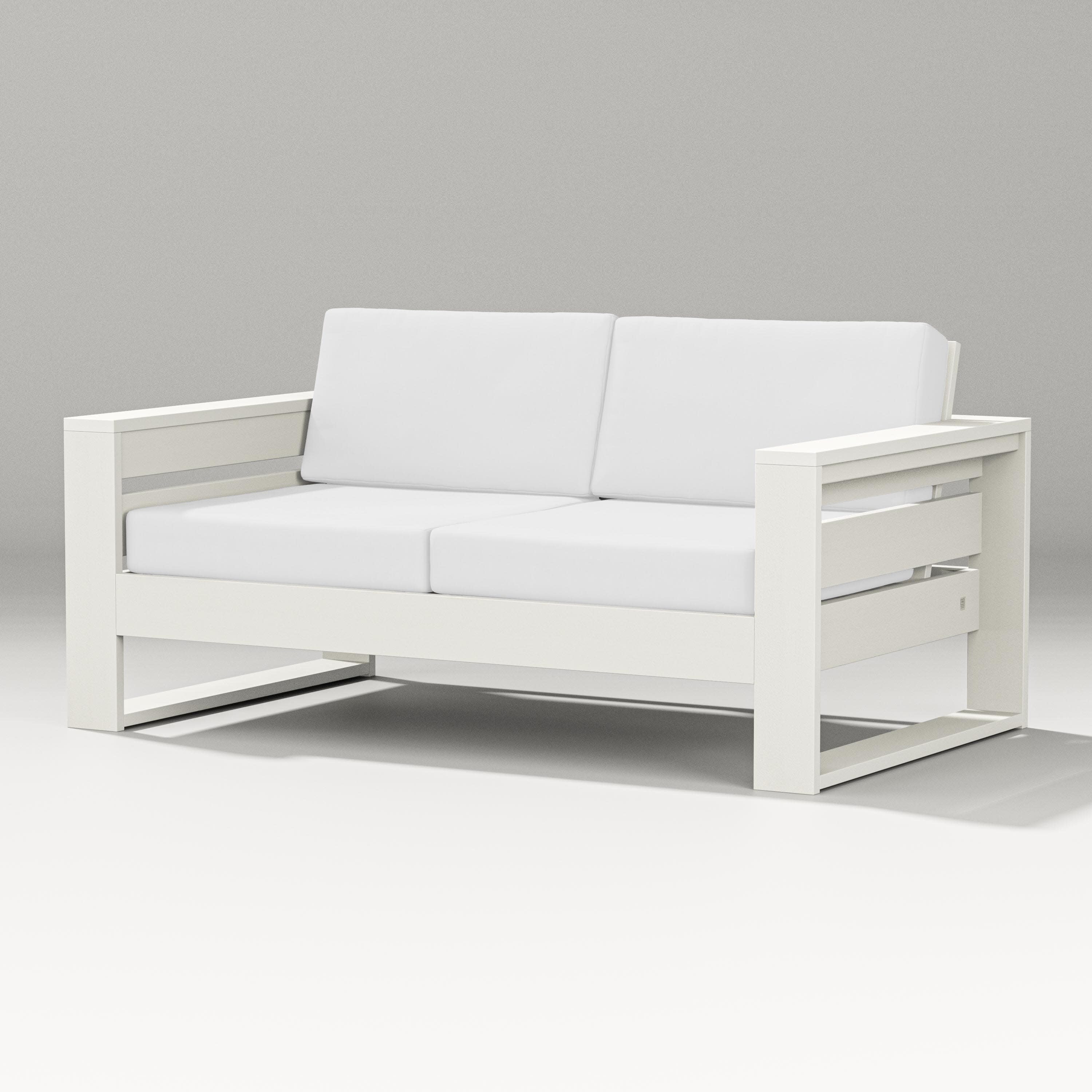 Latitude Loveseat in Vintage White / Natural
