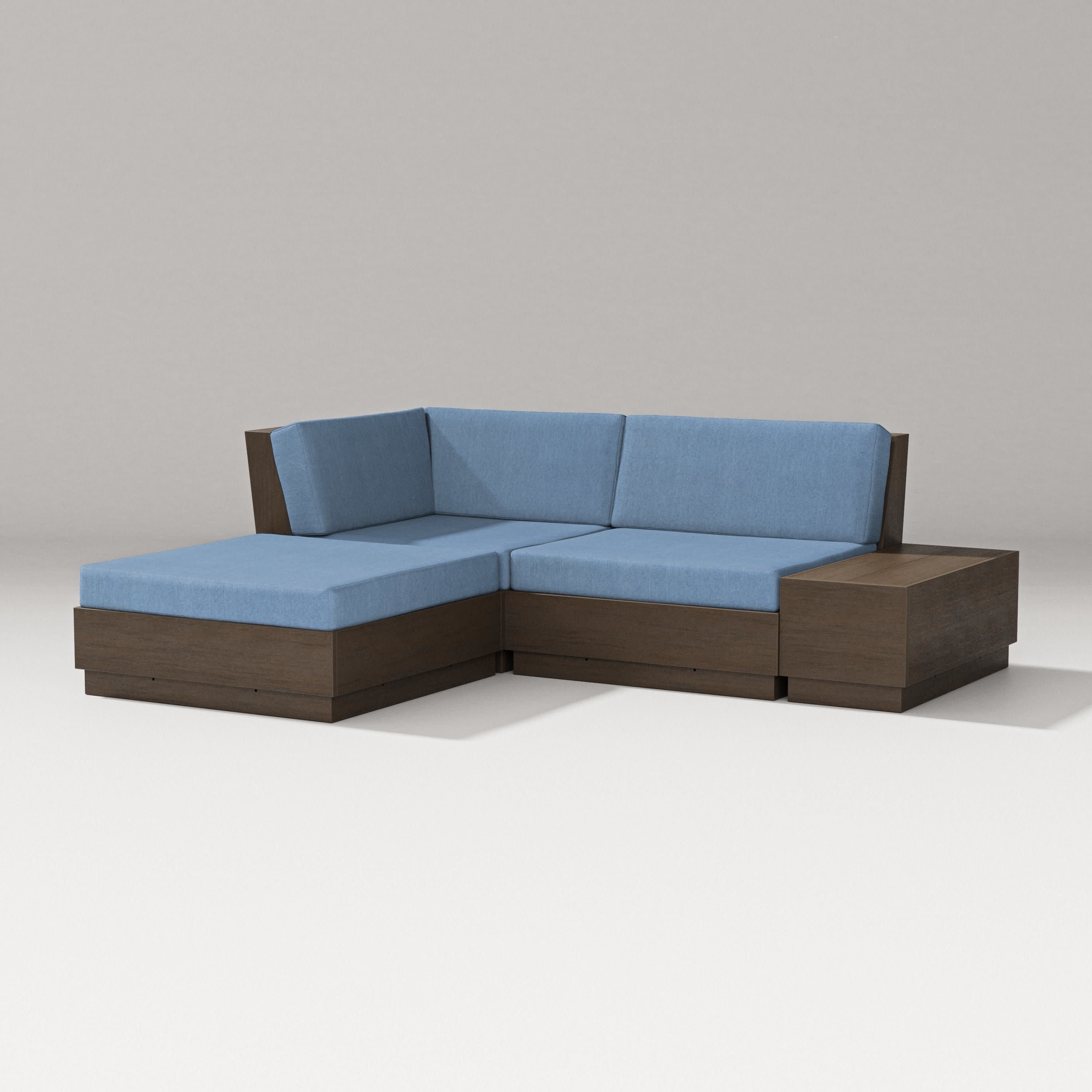 Elevate Loveseat Sectional with Chaise in Kona / Sky Blue