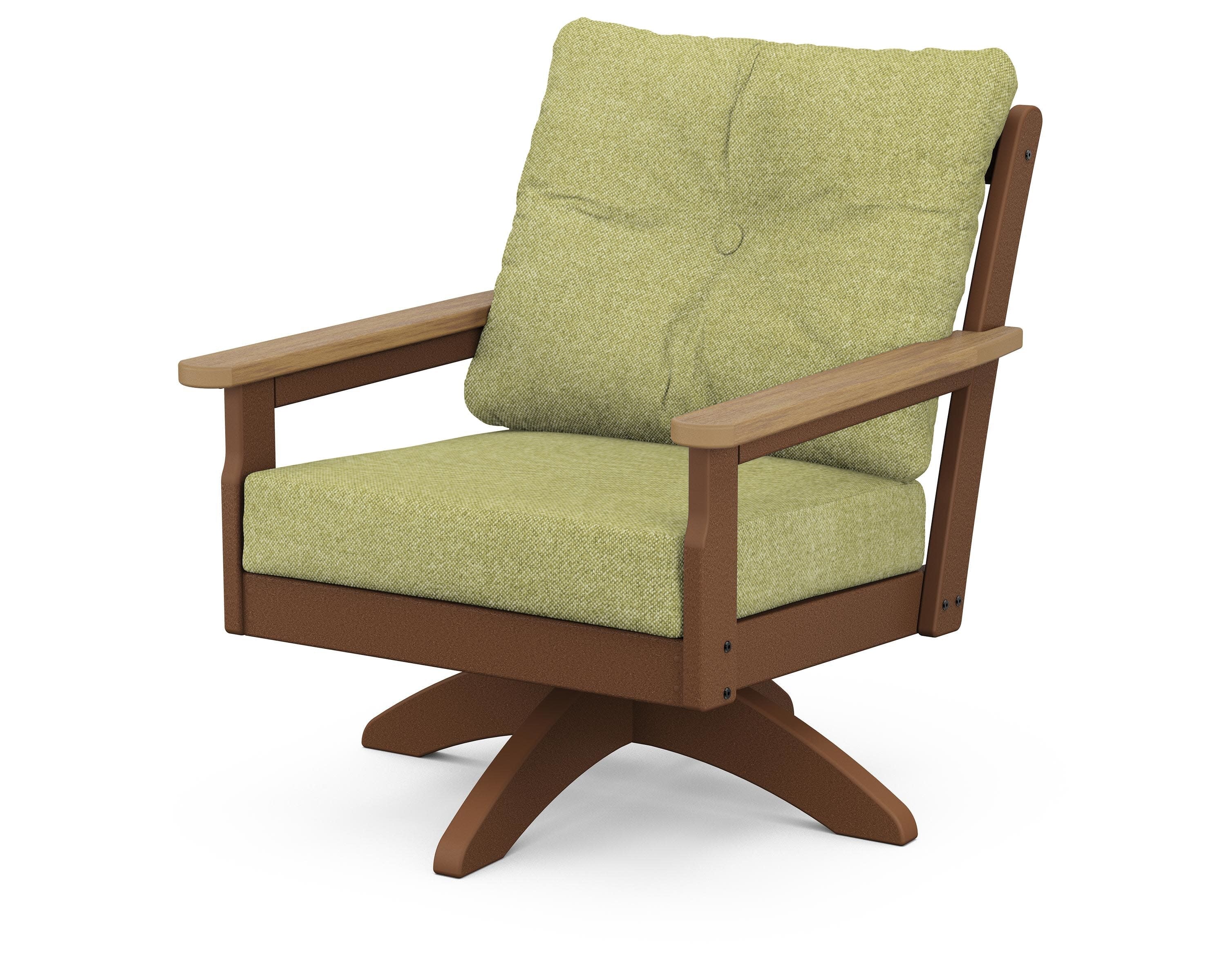 Vineyard Deep Seating Swivel Chair in Teak / Natural / Chartreuse Boucle