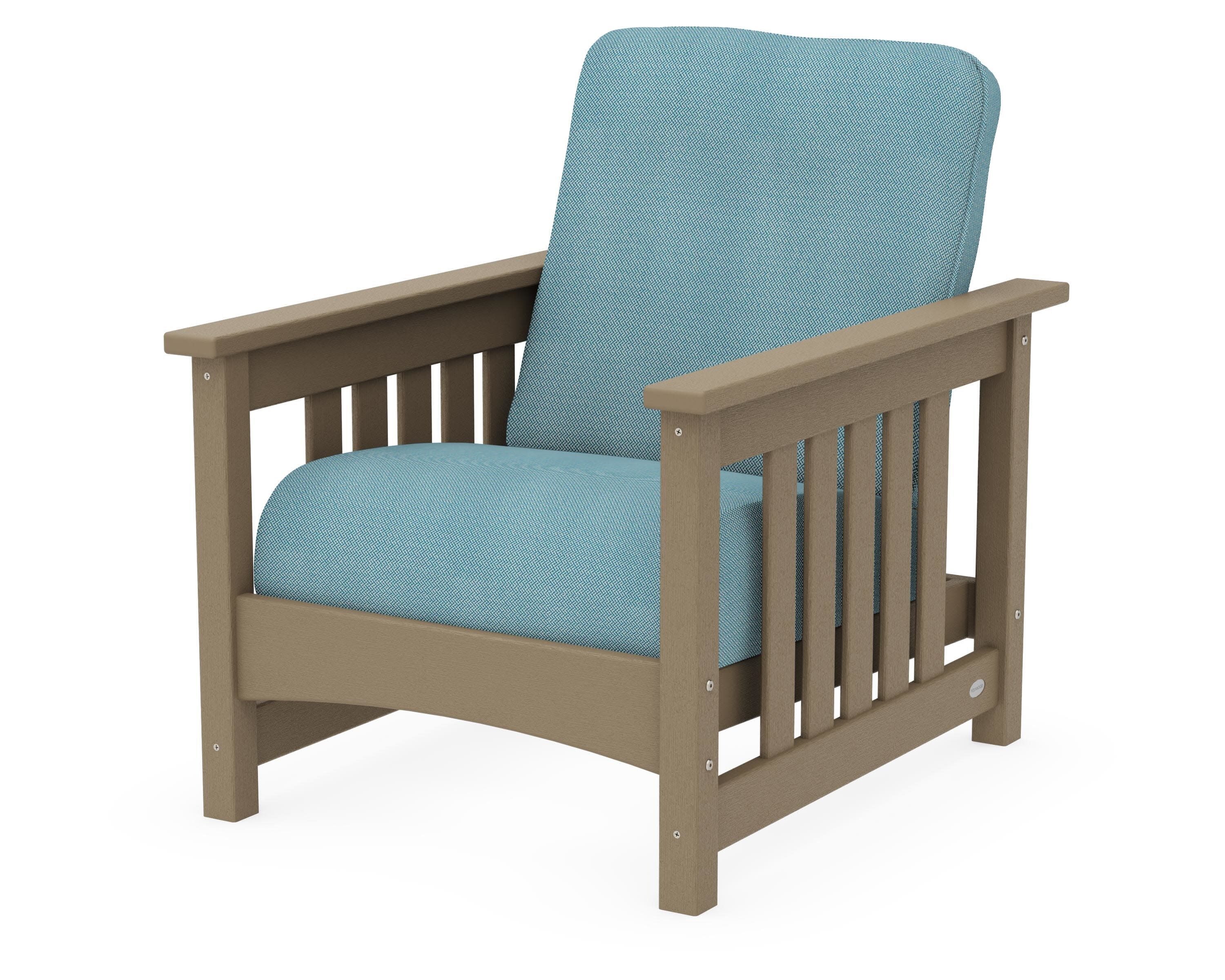 Club Mission Chair in Vintage Sahara / Lattice Sky Blue