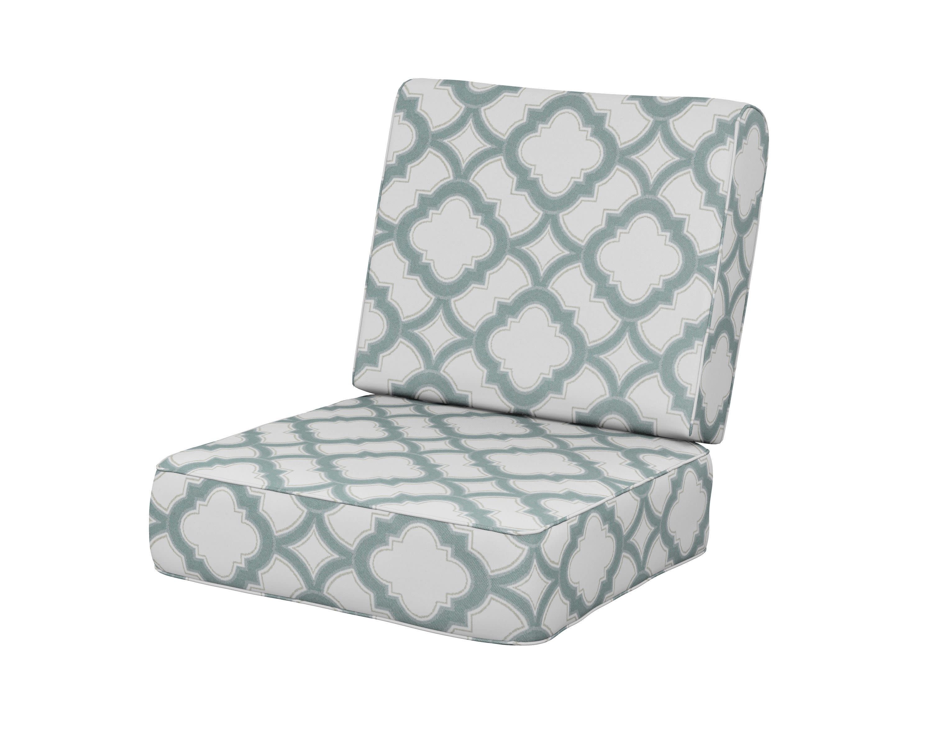 Ateeva Harbour Seat and Back Cushion in Trellis Glacier Spa