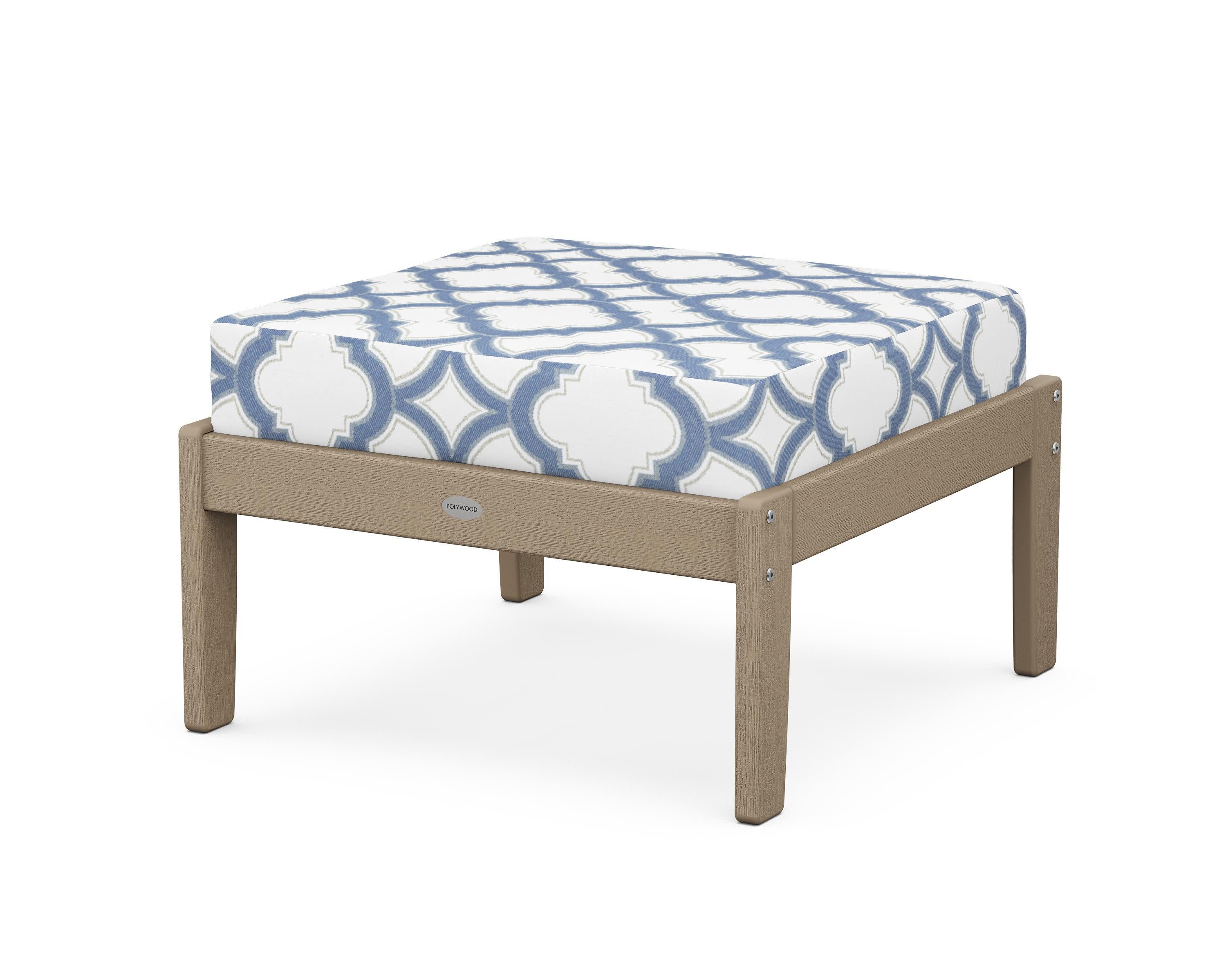 Braxton Deep Seating Ottoman in Vintage Sahara / Trellis Sky Blue