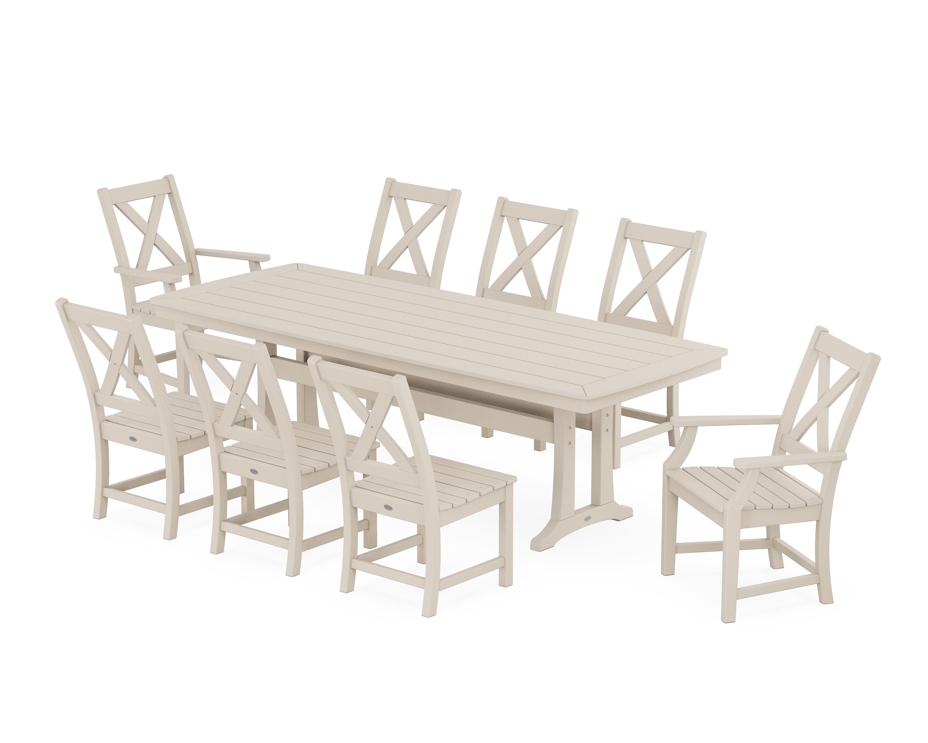 Braxton 9-Piece Dining Set with Trestle Legs in Sand