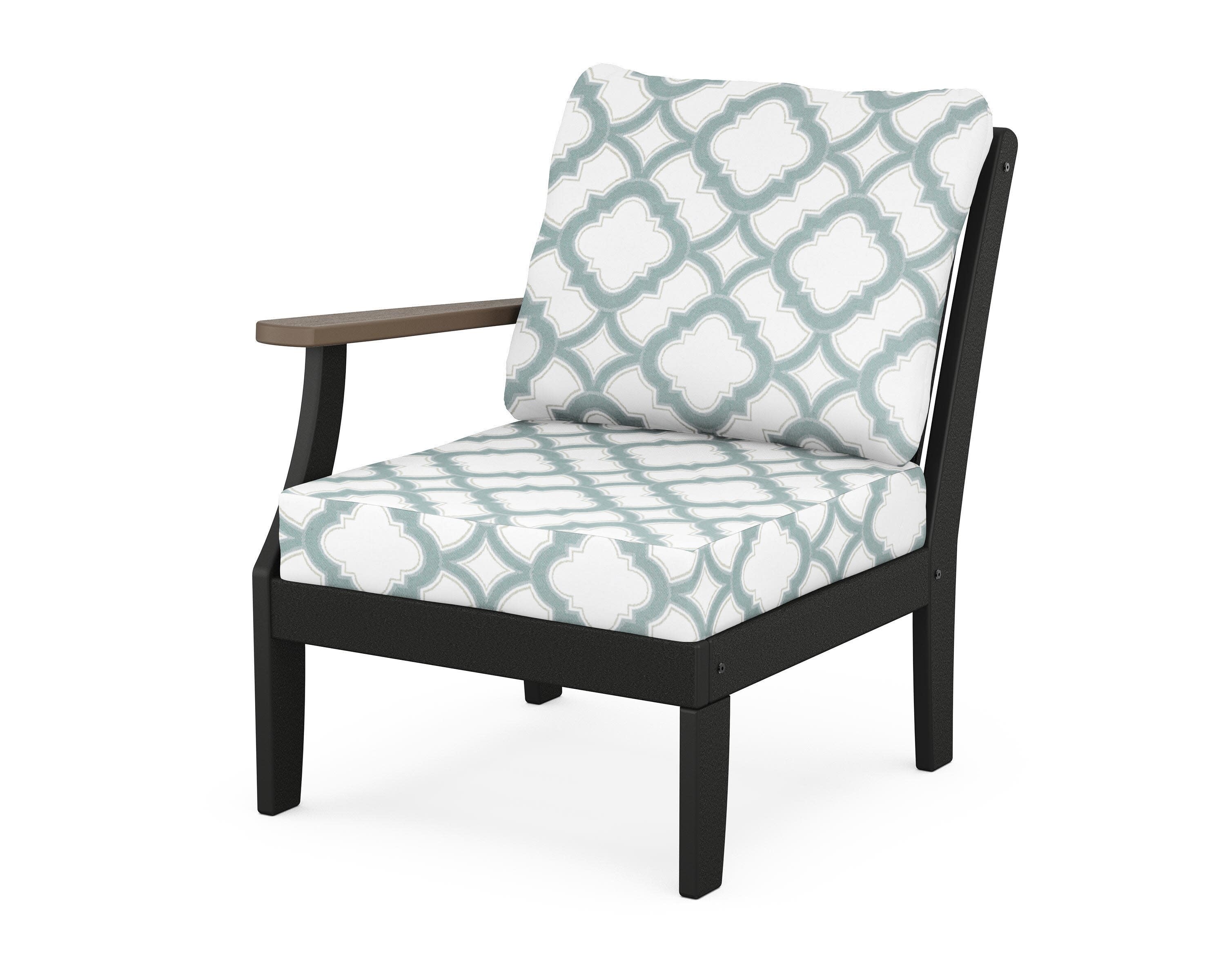 Braxton Modular Left Arm Chair in Black / Kona / Trellis Glacier Spa
