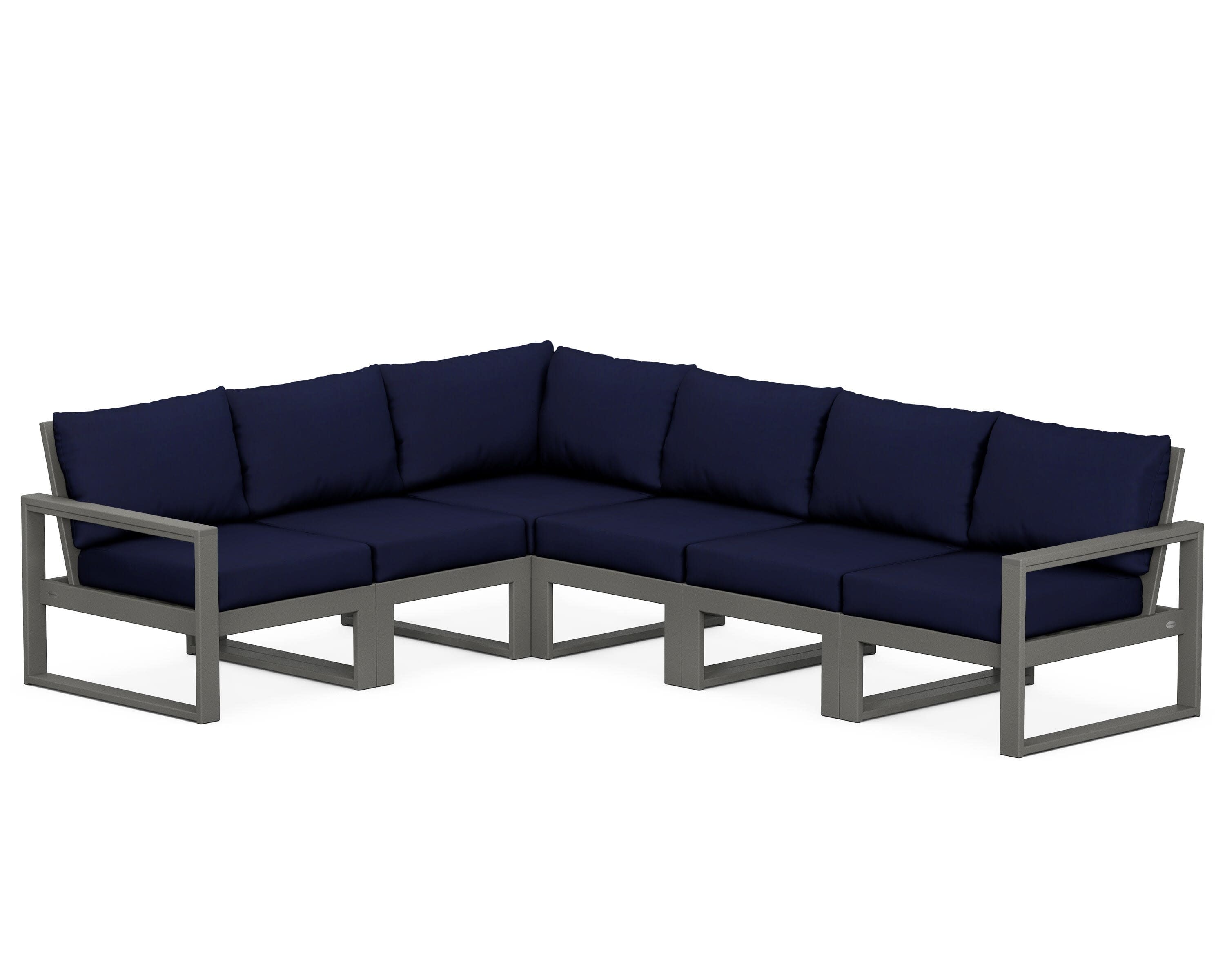 EDGE 6-Piece Modular Deep Seating Set in Slate Grey / Navy