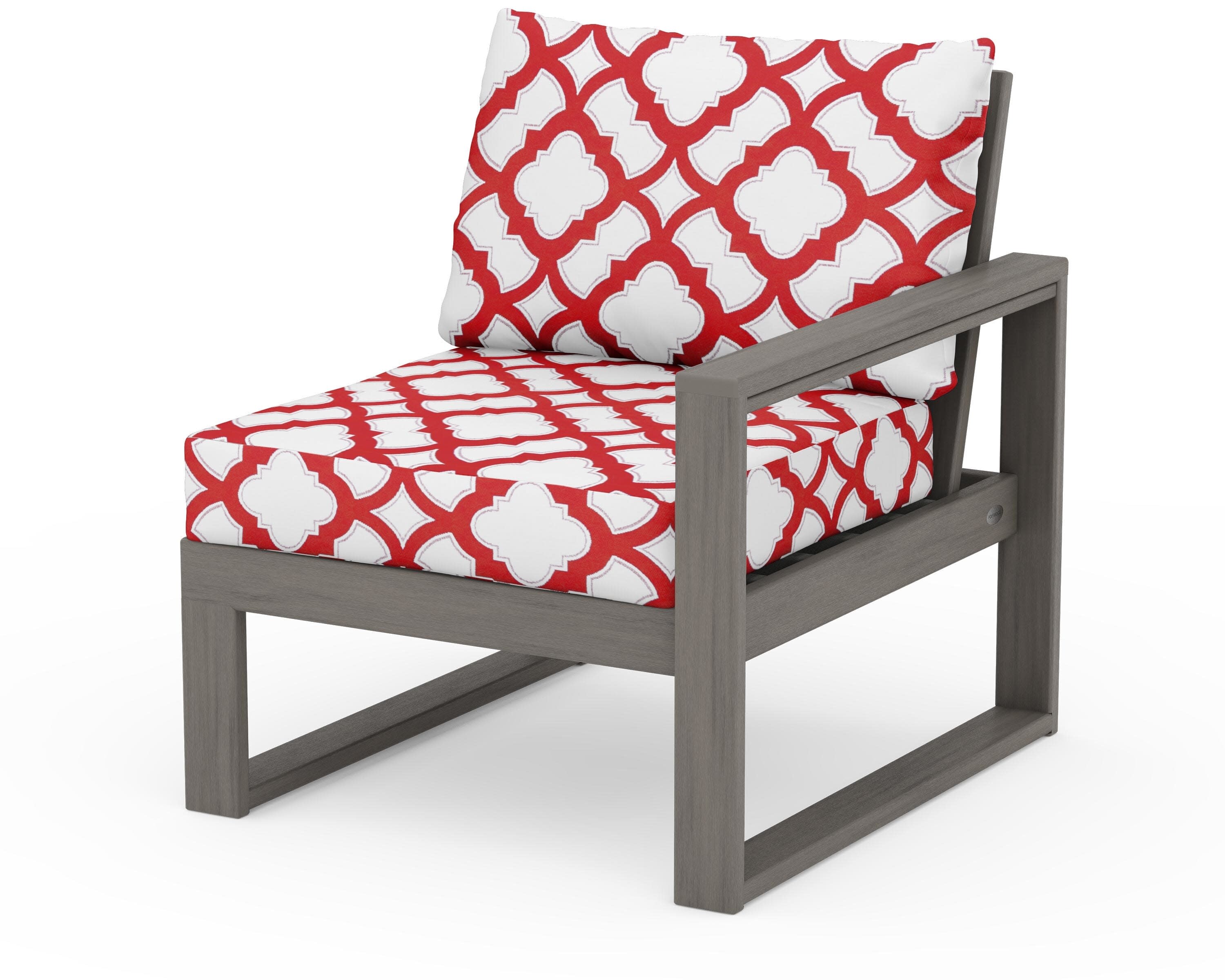 EDGE Modular Right Arm Chair in Driftwood / Trellis Crimson