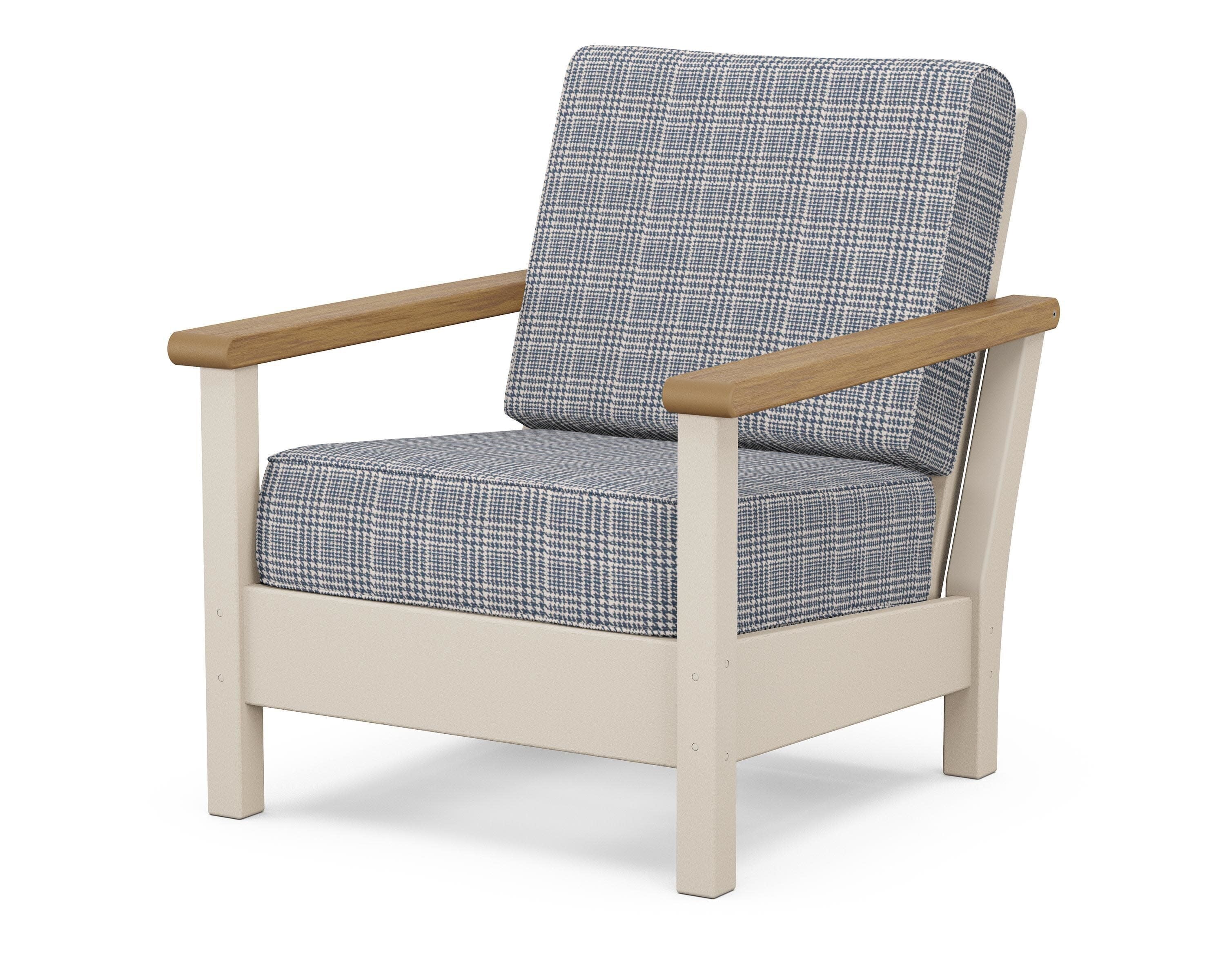 Harbour Deep Seating Chair in Sand / Natural / Houndstooth Sky Blue
