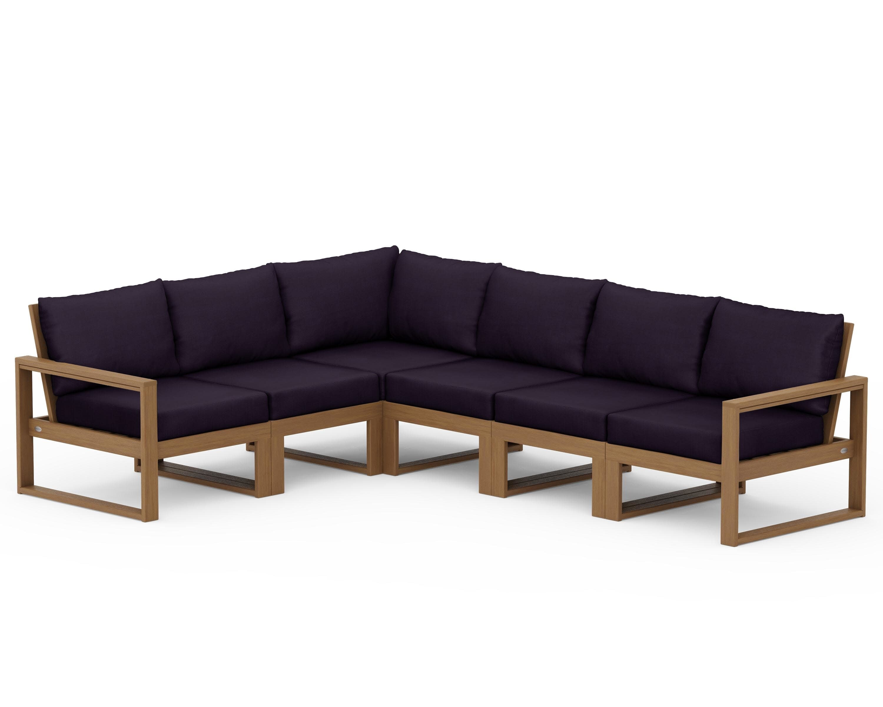 EDGE 6-Piece Modular Deep Seating Set in Natural / Navy Linen