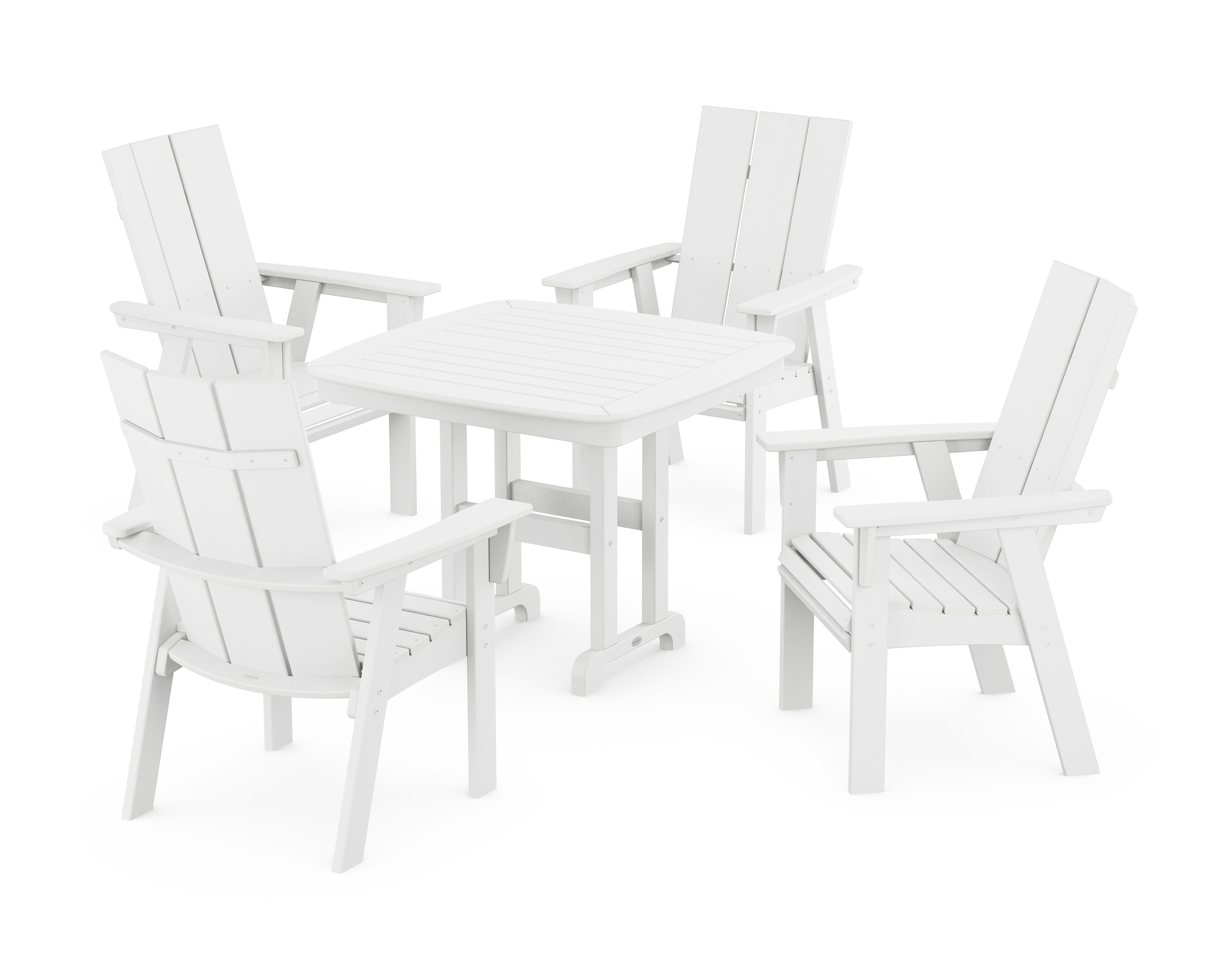 Modern Curveback Adirondack 5-Piece Dining Set in White