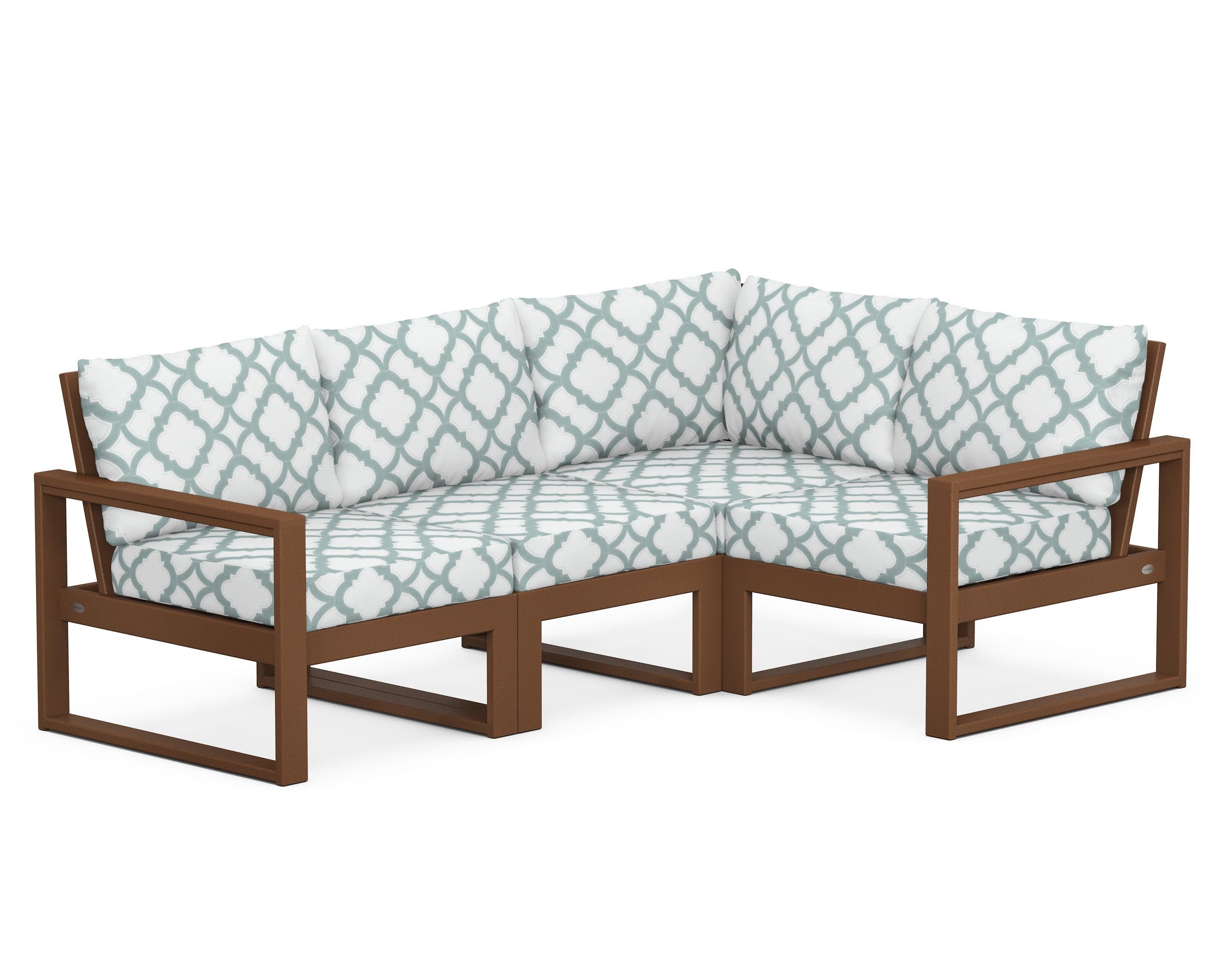 EDGE 4-Piece Modular Deep Seating Set in Teak / Trellis Glacier Spa