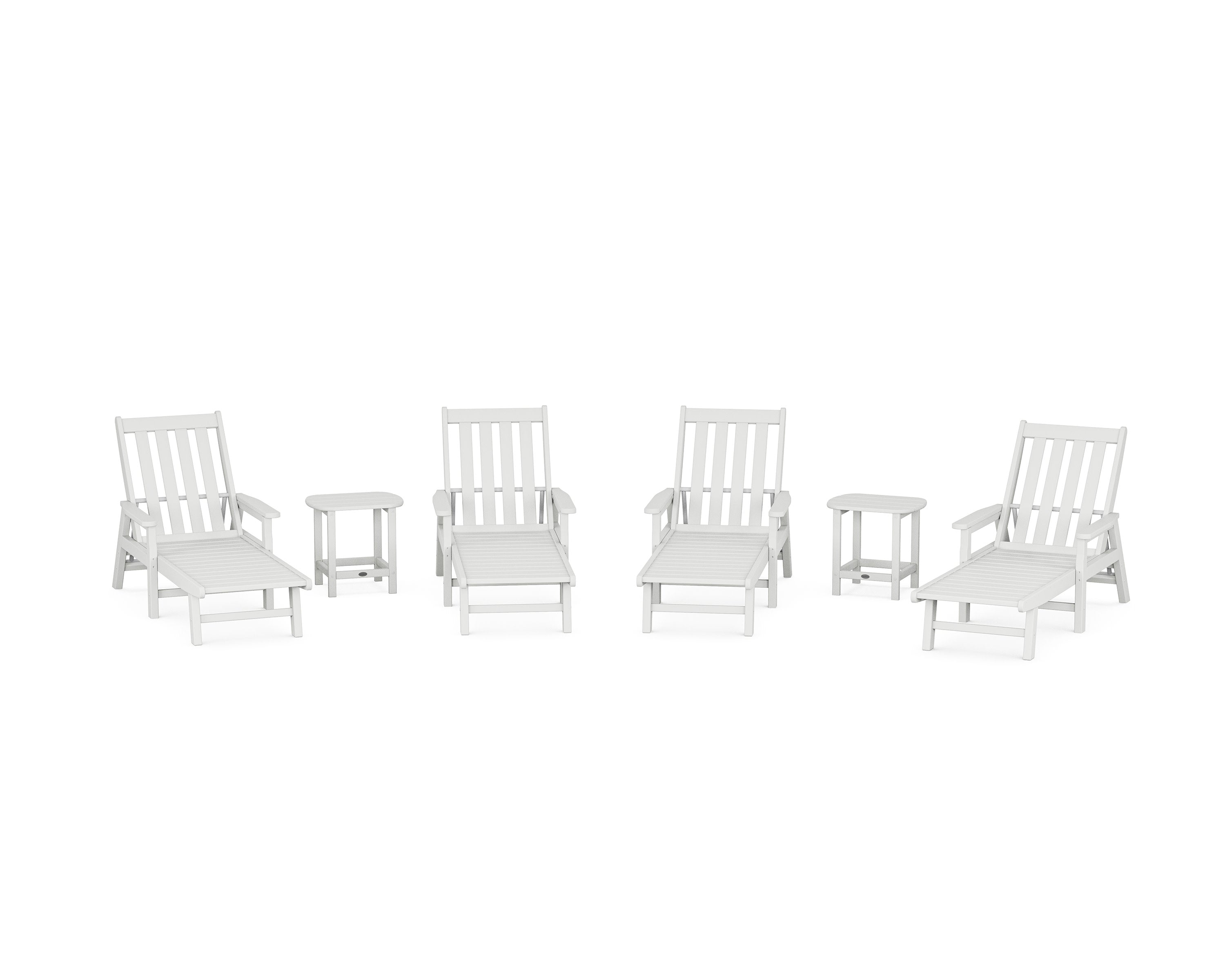 Vineyard 6-Piece Chaise with Arms Set in White