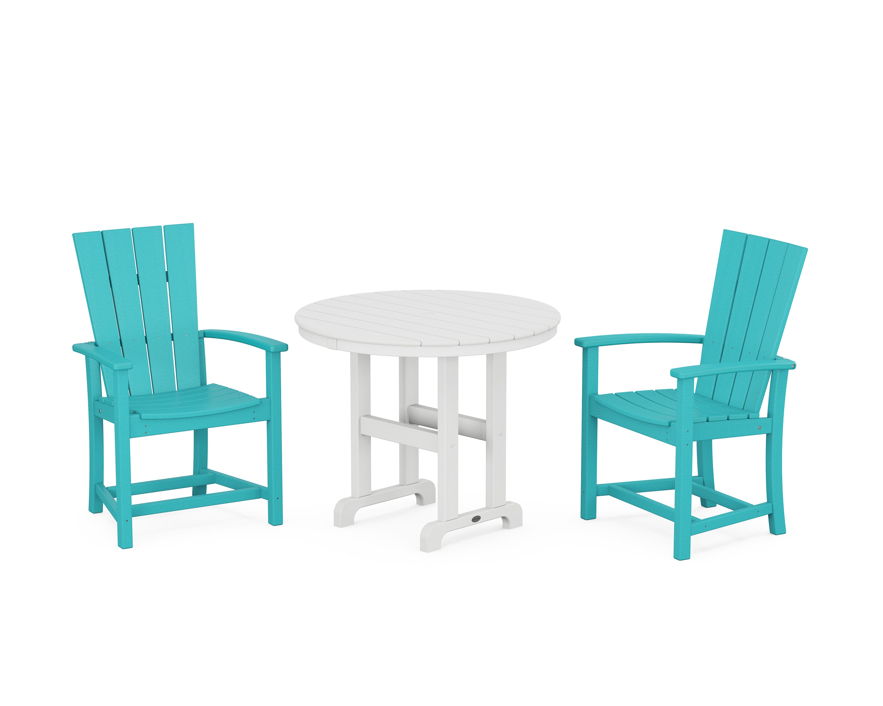 Quattro 3-Piece Round Farmhouse Dining Set in Aruba / White