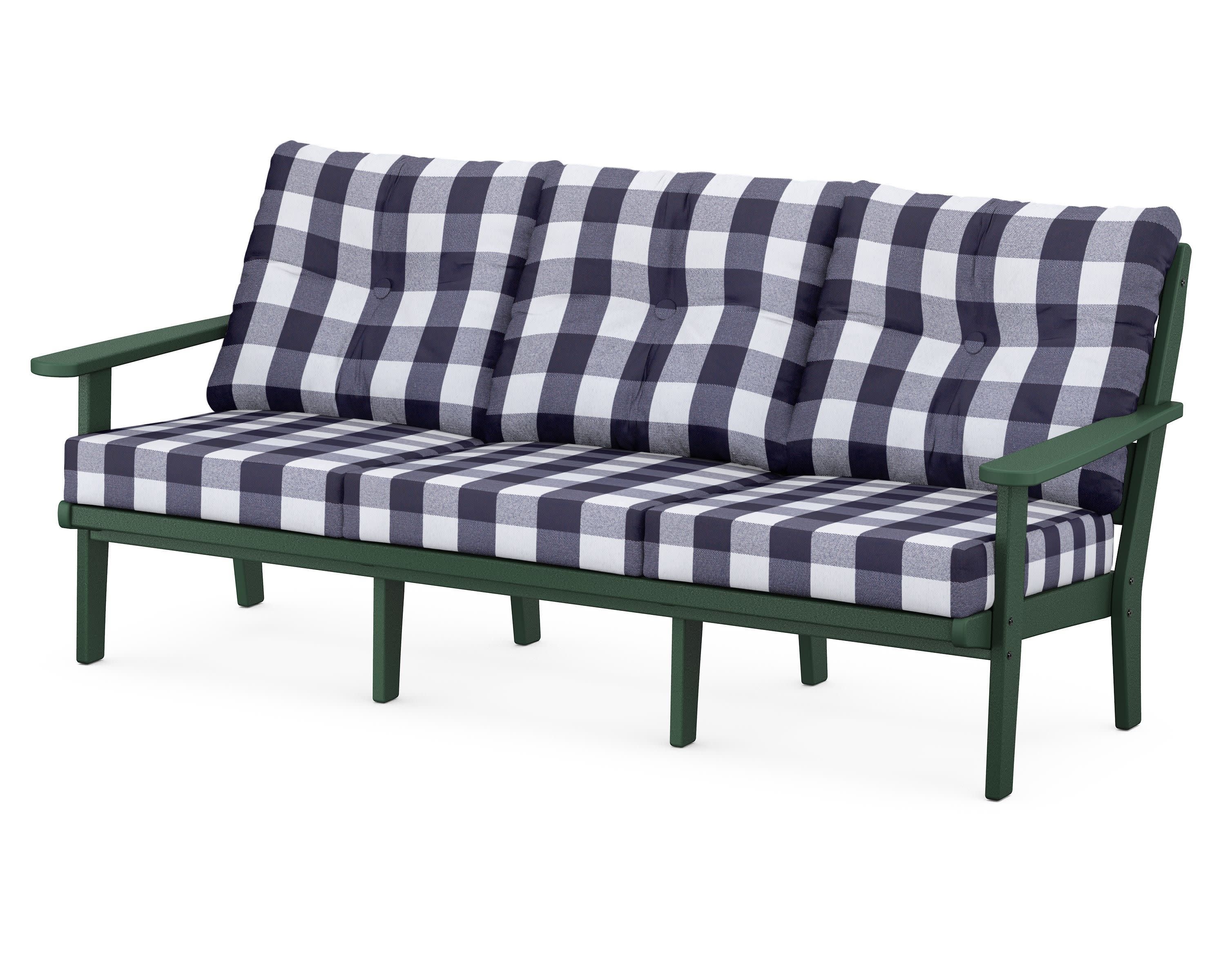Lakeside Deep Seating Sofa in Green / Buffalo Plaid Navy